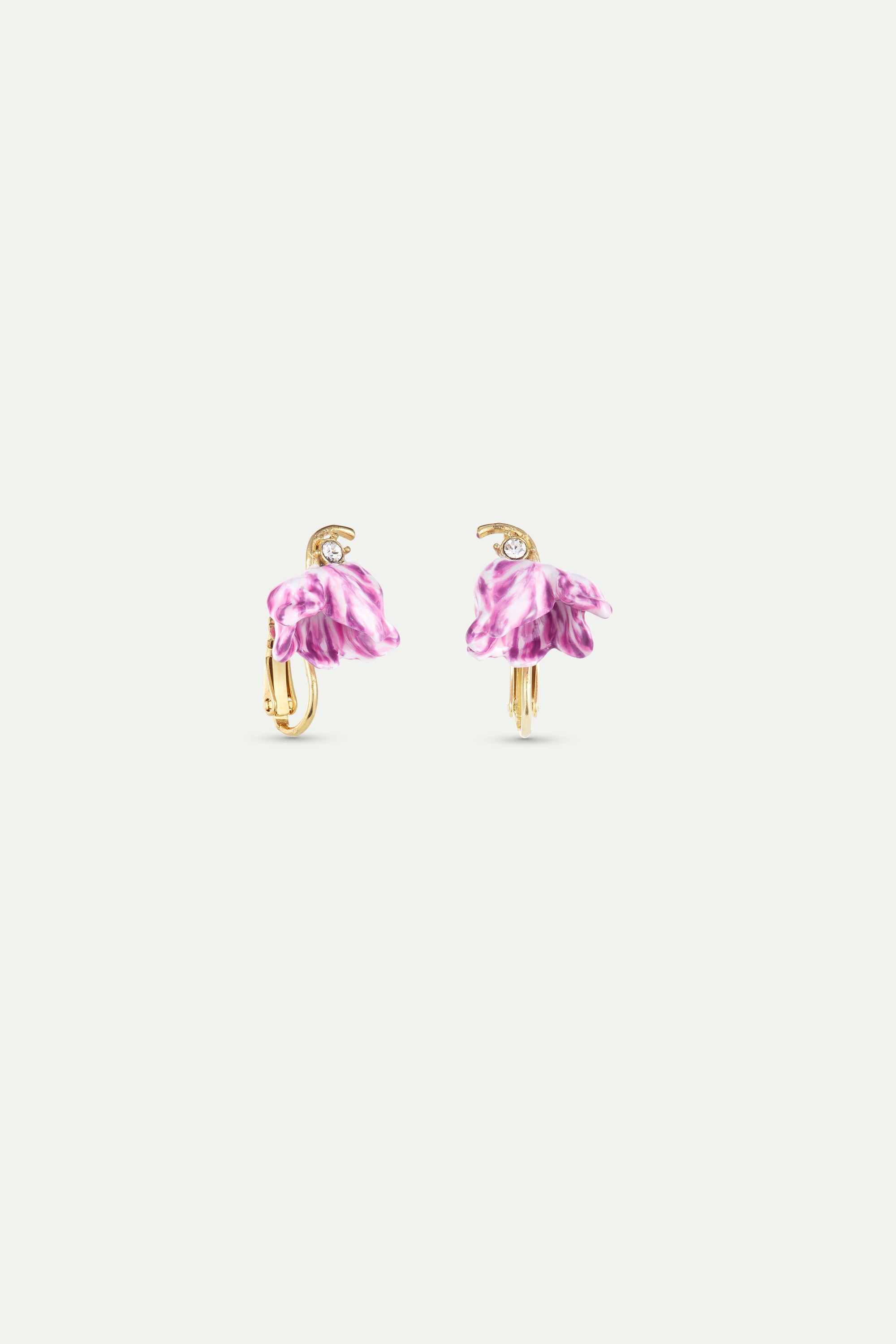 Boucles d'oreilles tulipe violette et cristal