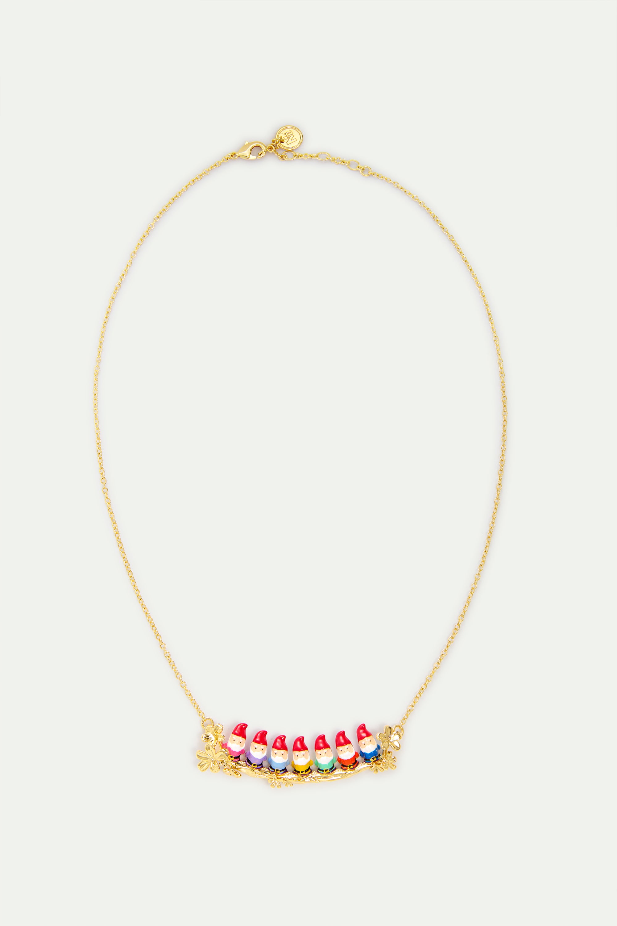 Collier plastron les Sept Nains et fleurs dorées