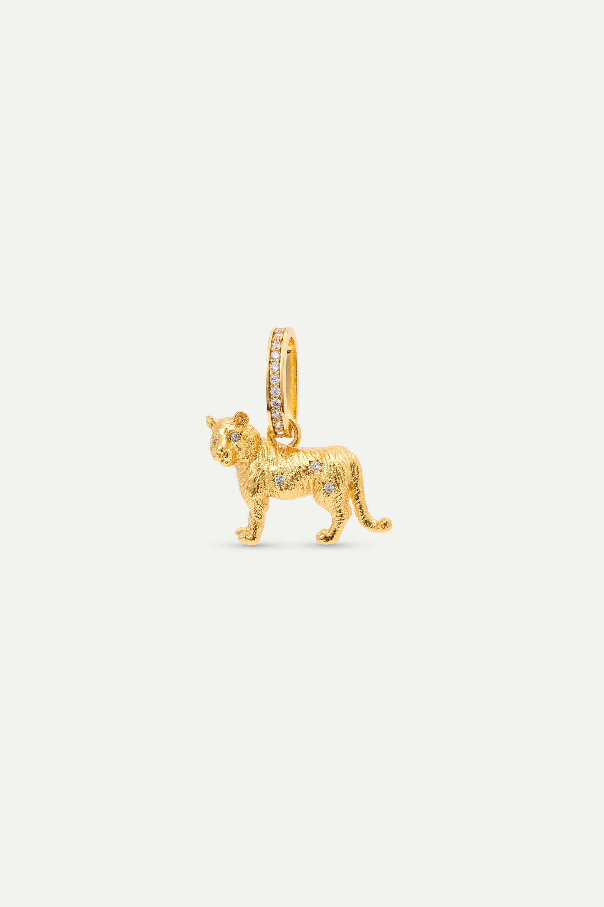 Pendentif Tigre doré et cristaux, Courage et Charisme