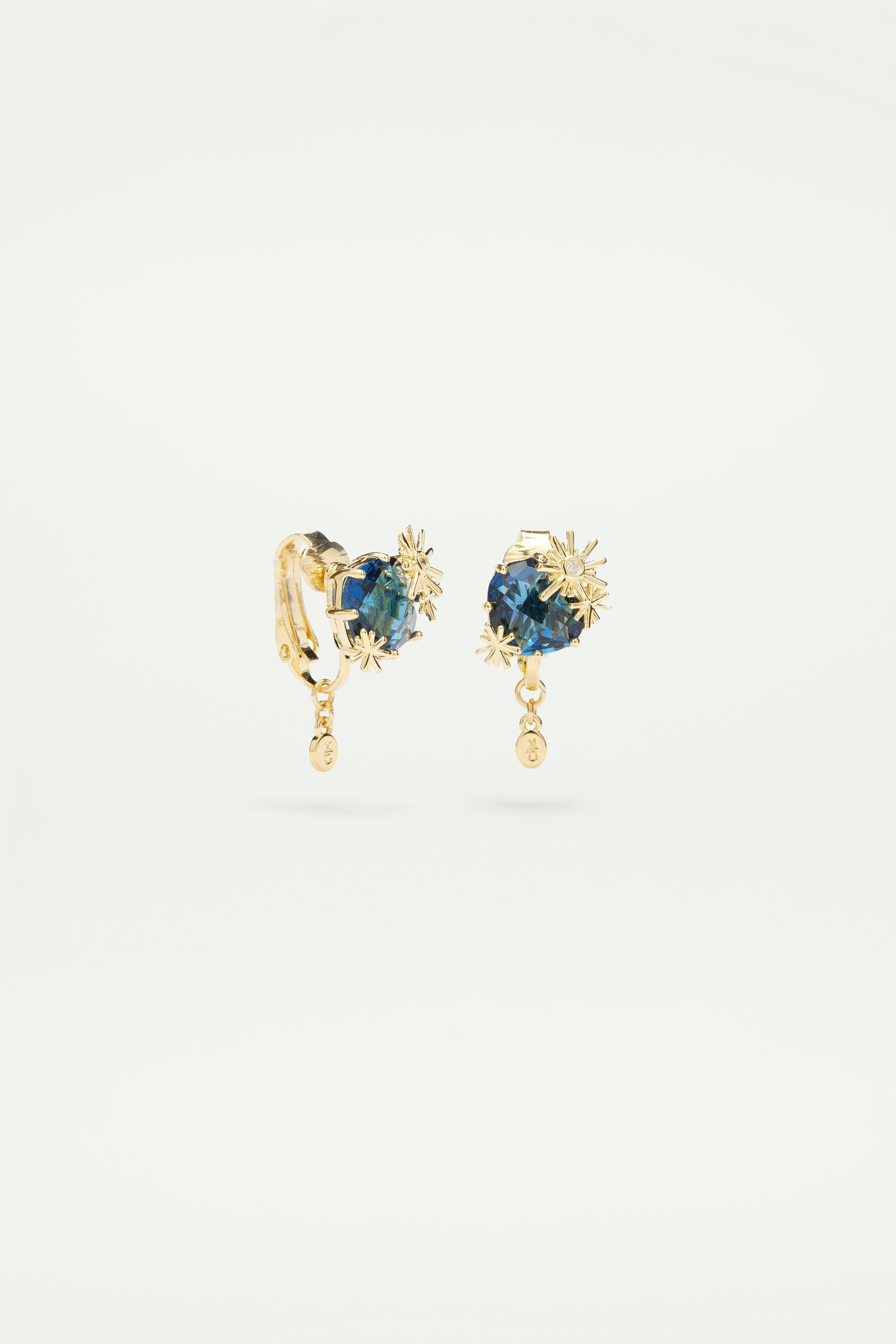 Boucles d'oreilles étoiles dorées et pierre carrée