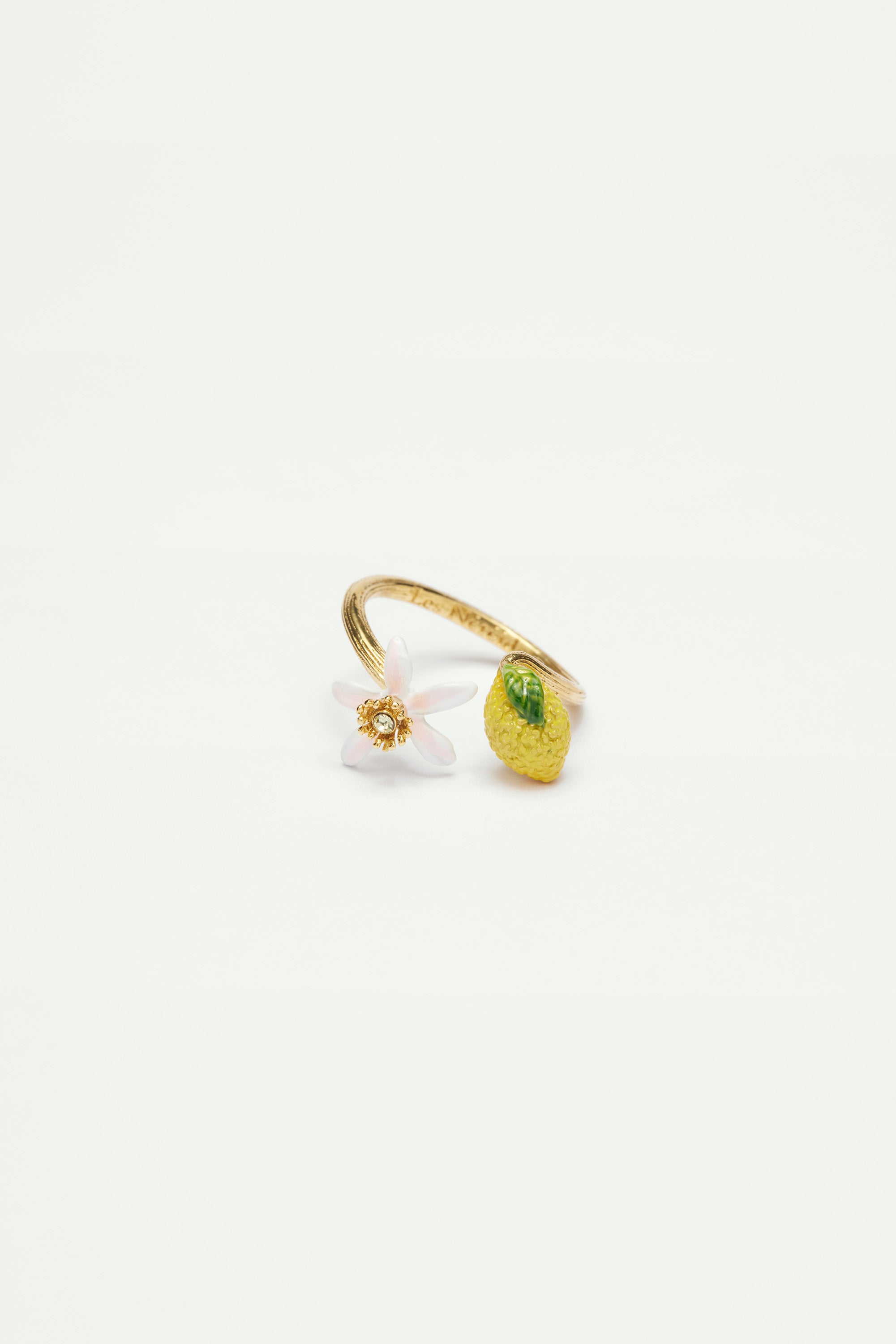 Bague ajustable citron et fleur de citronnier
