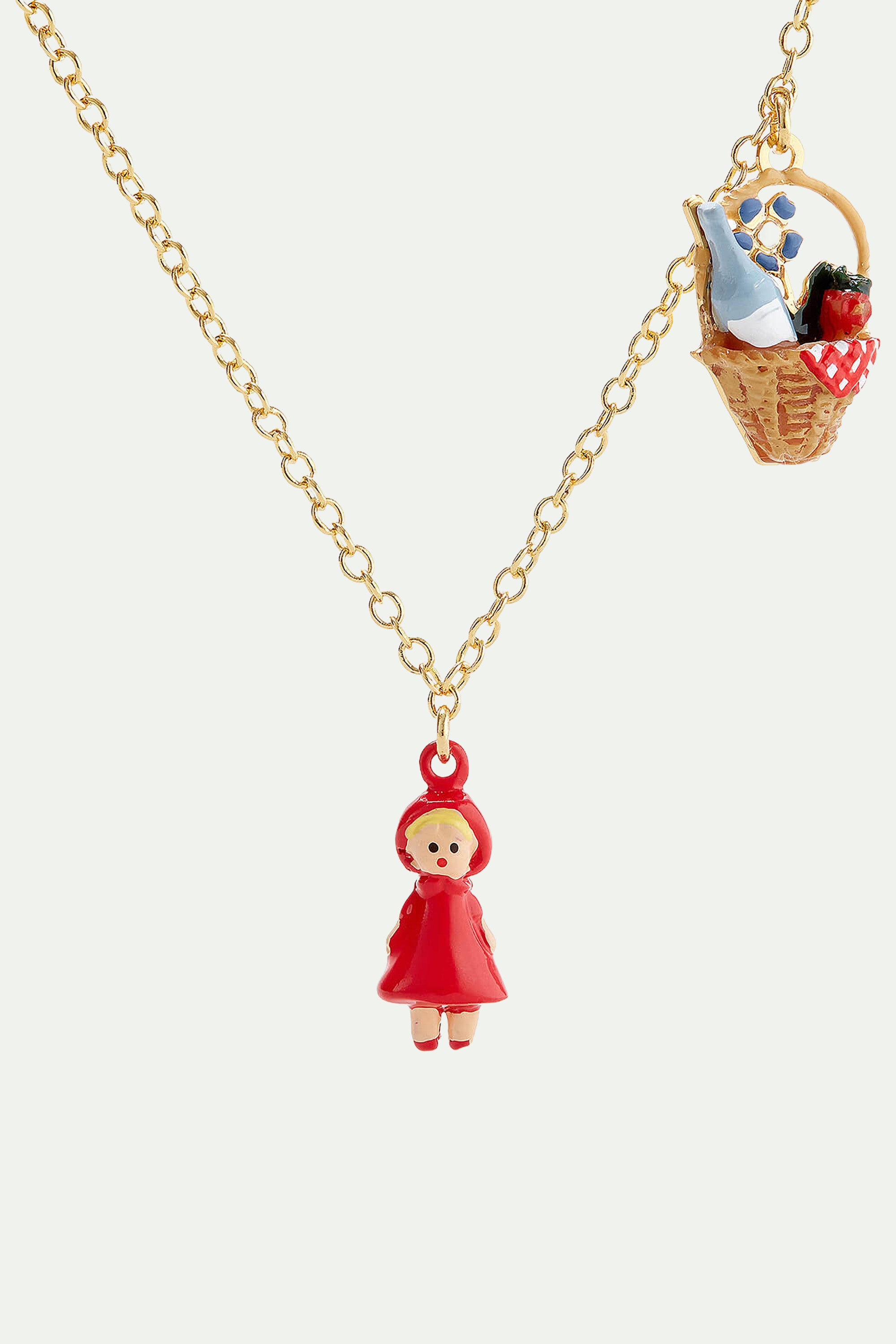 Basket and Little Red Riding Hood pendant necklace