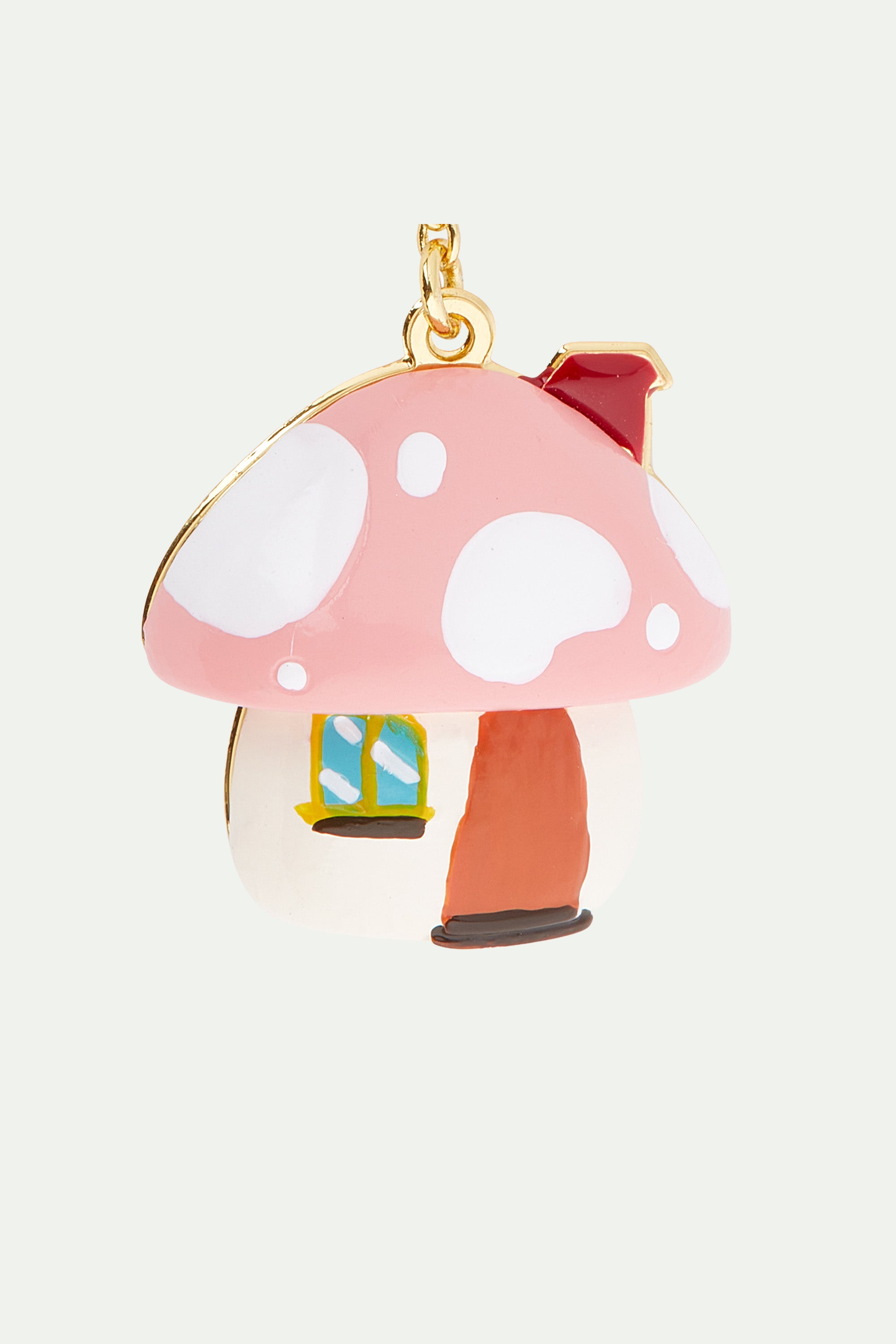 Mushroom house pendant necklace