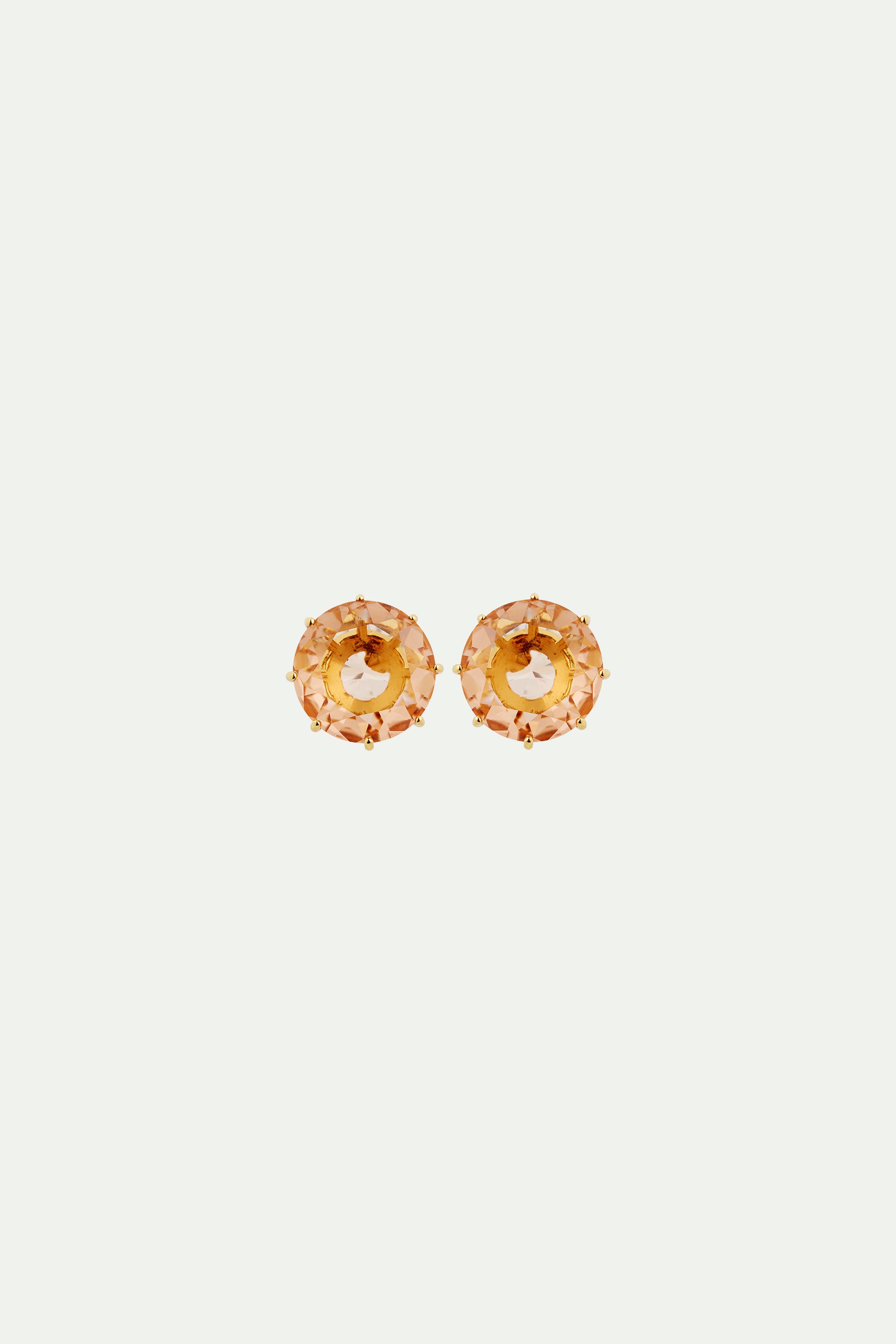 Boucles d'oreilles tiges pierre ronde la diamantine rose abricot