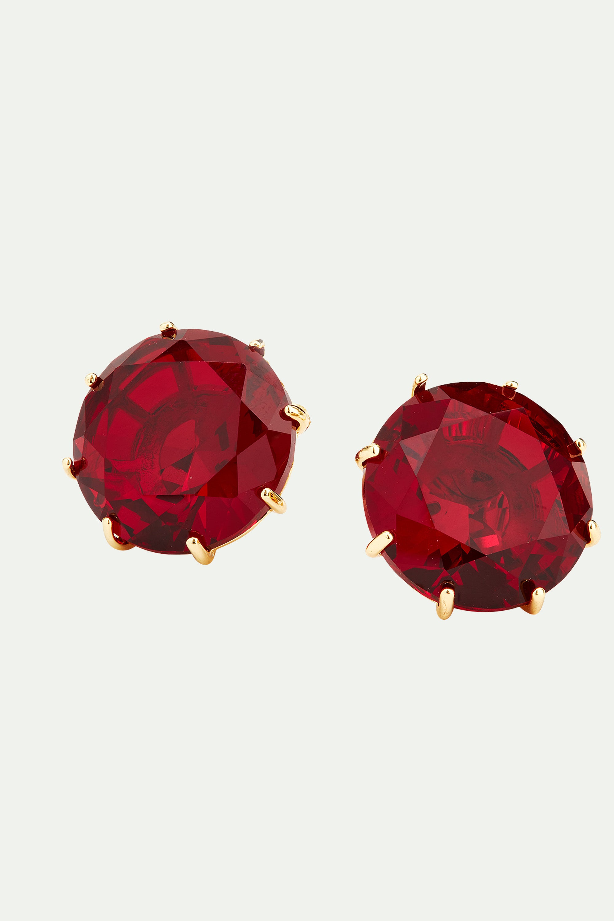 Pendientes bolitas piedra redonda La Diamantine rojo granate