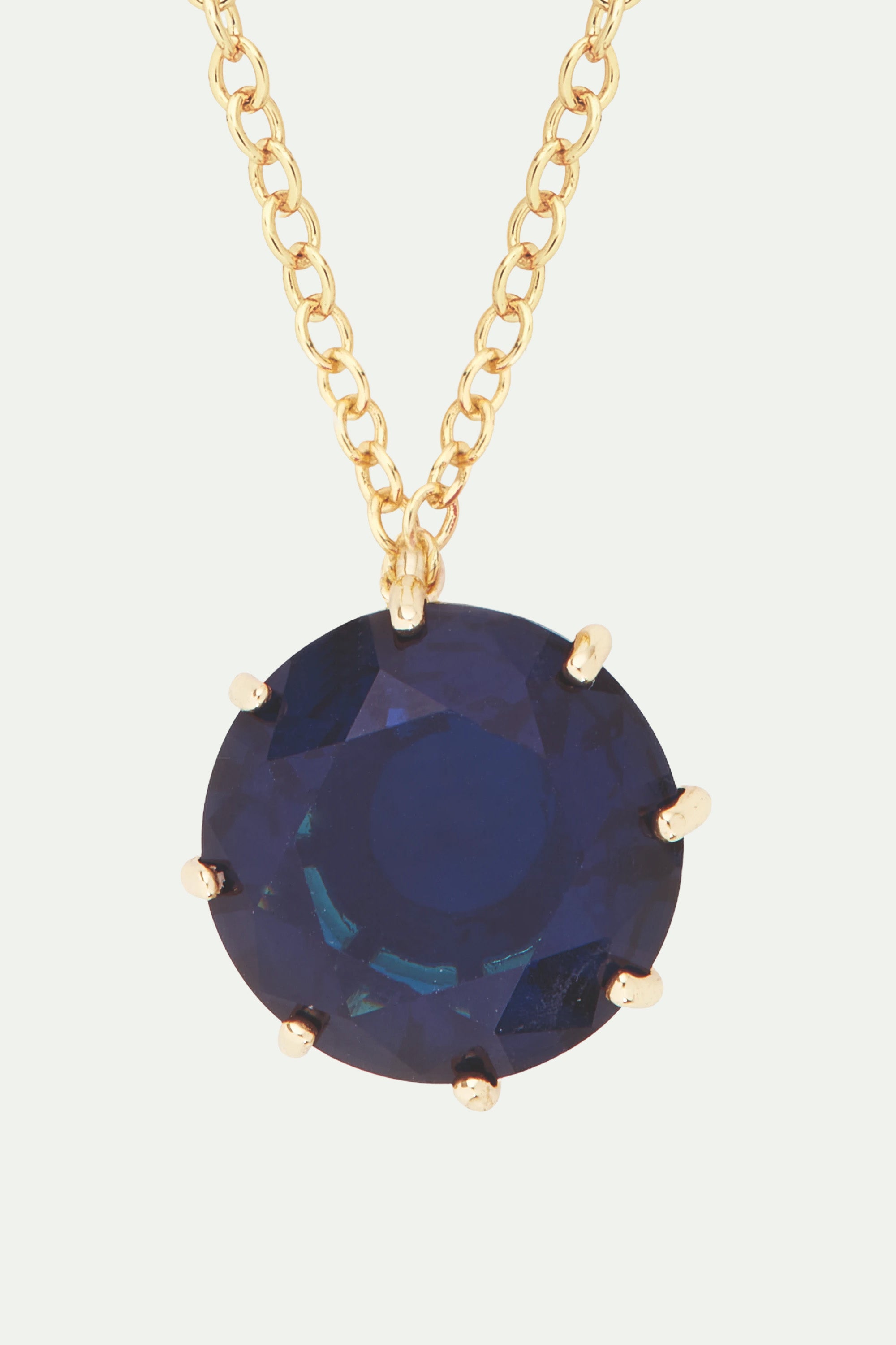 Ocean blue diamantine round stone long necklace