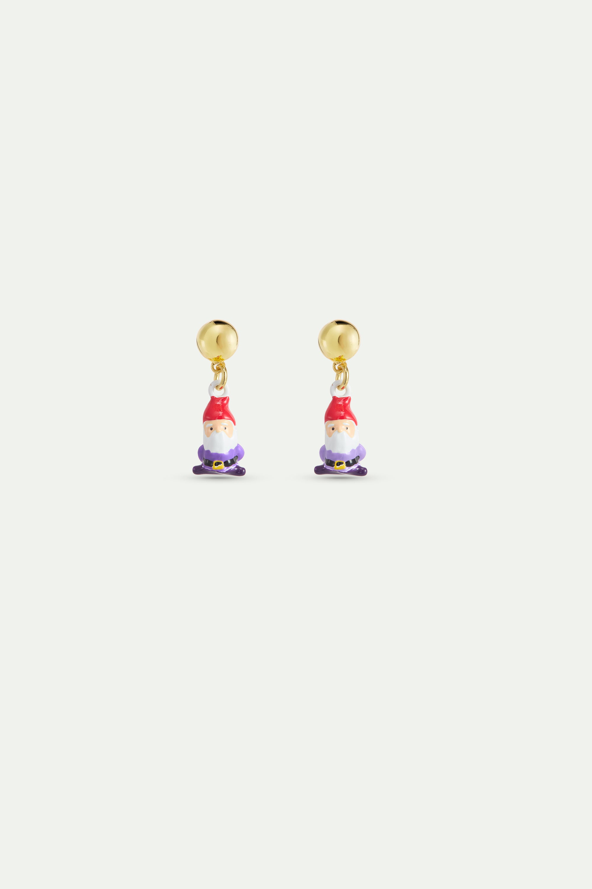 Boucles d'oreilles asymétriques nains rose et violet et perle dorée