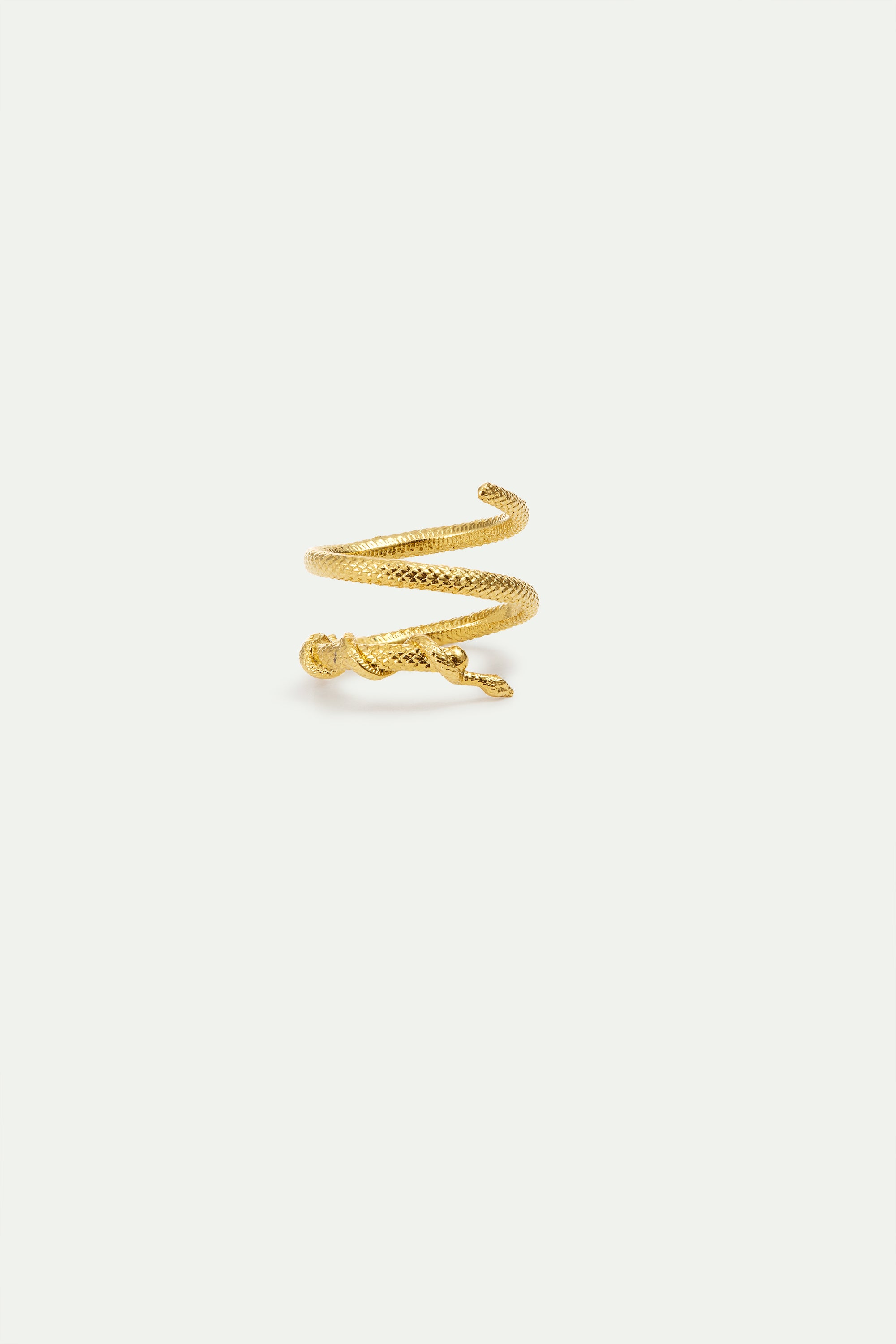 Gold snake-shaped adjustable spiral ring