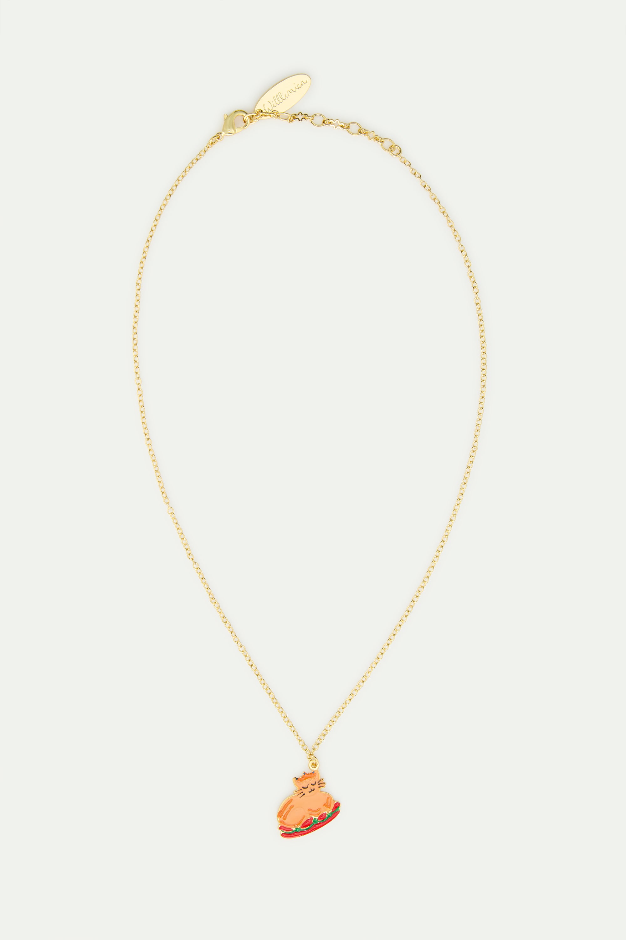 Collier pendentif repas de noël et couronne doré
