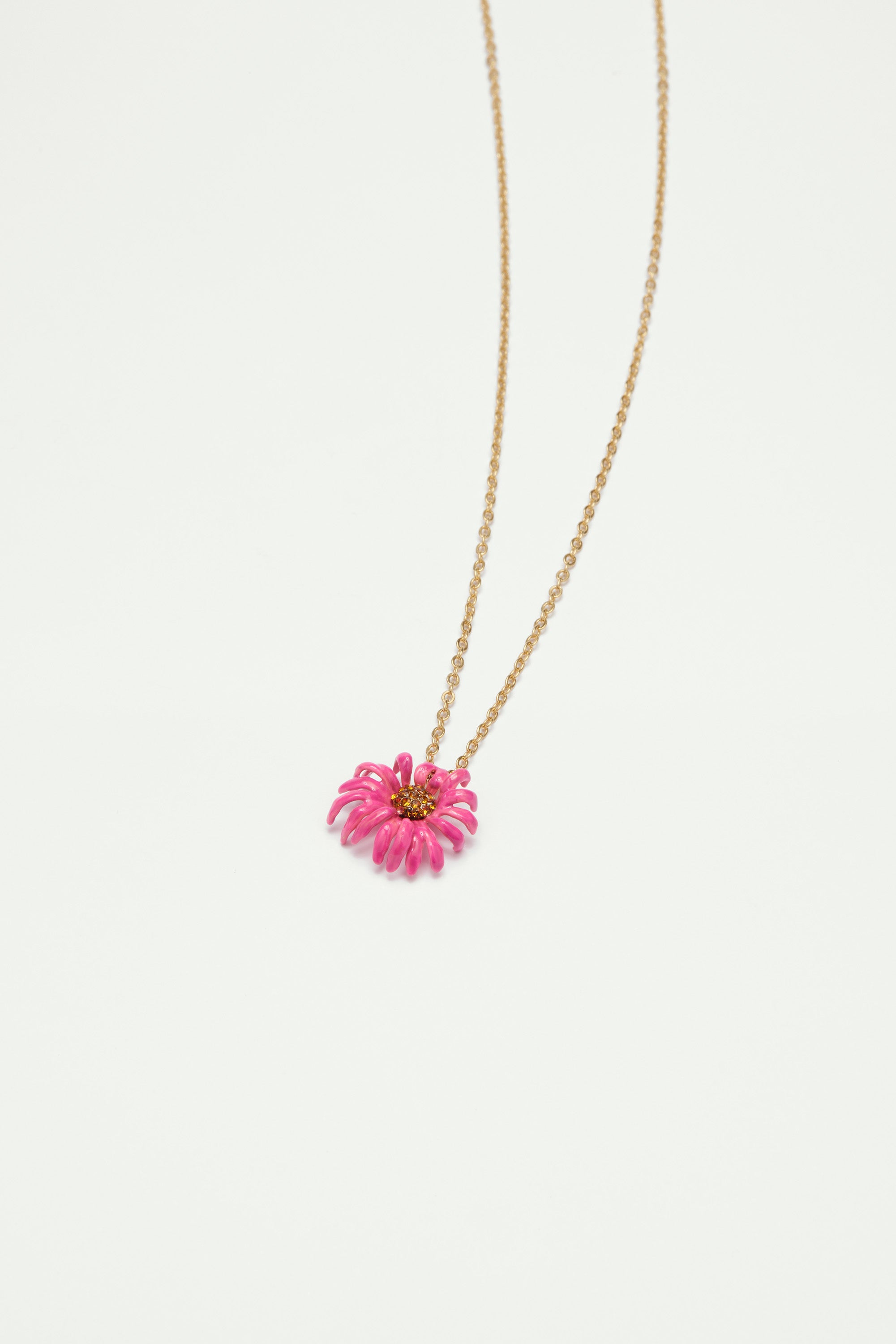 Collier pendentif fleur echinacée pourpre