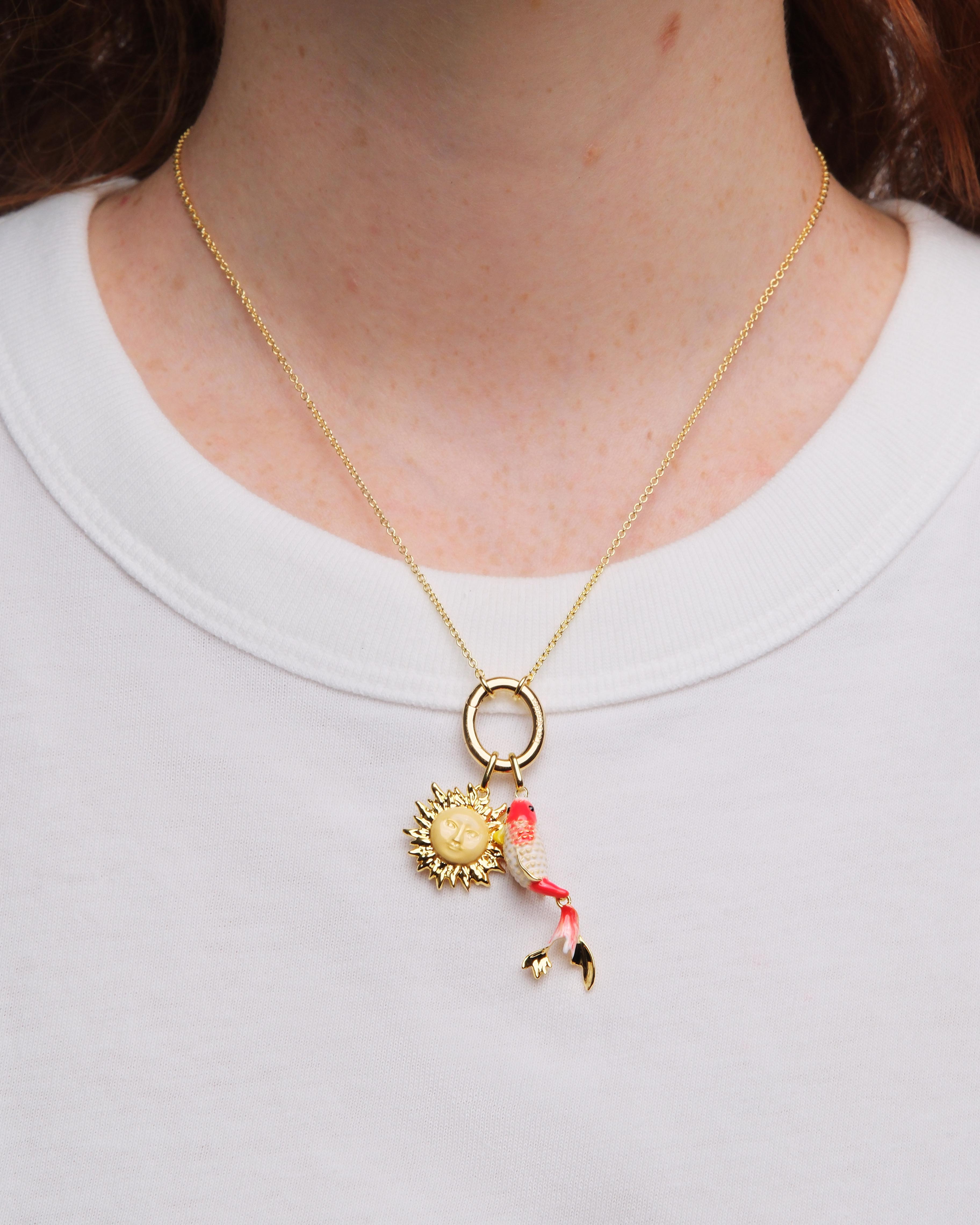 Pendentif Soleil dorée, Vitalité et Bonheur