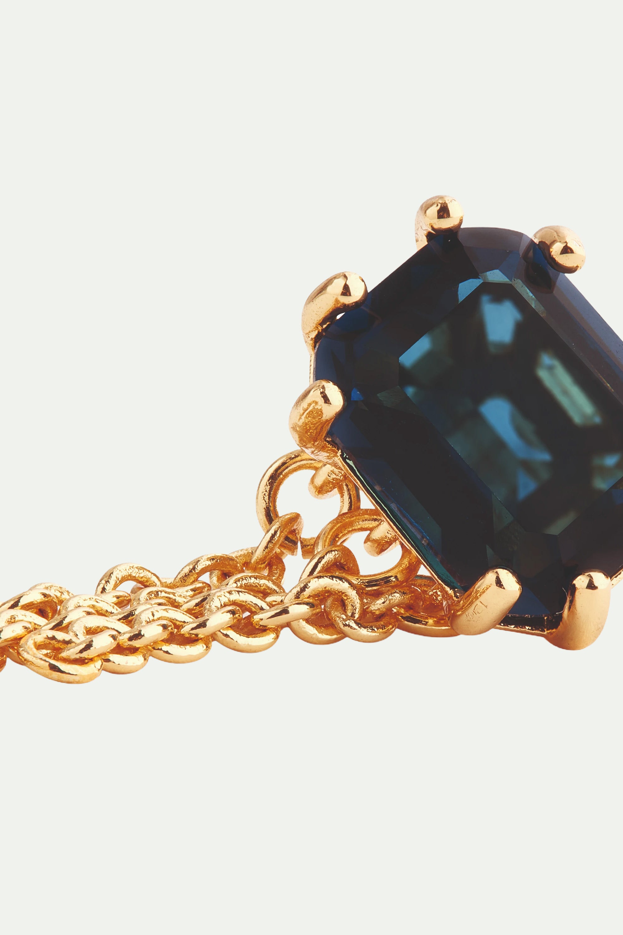 Ocean blue diamantine stone and chain post earrings