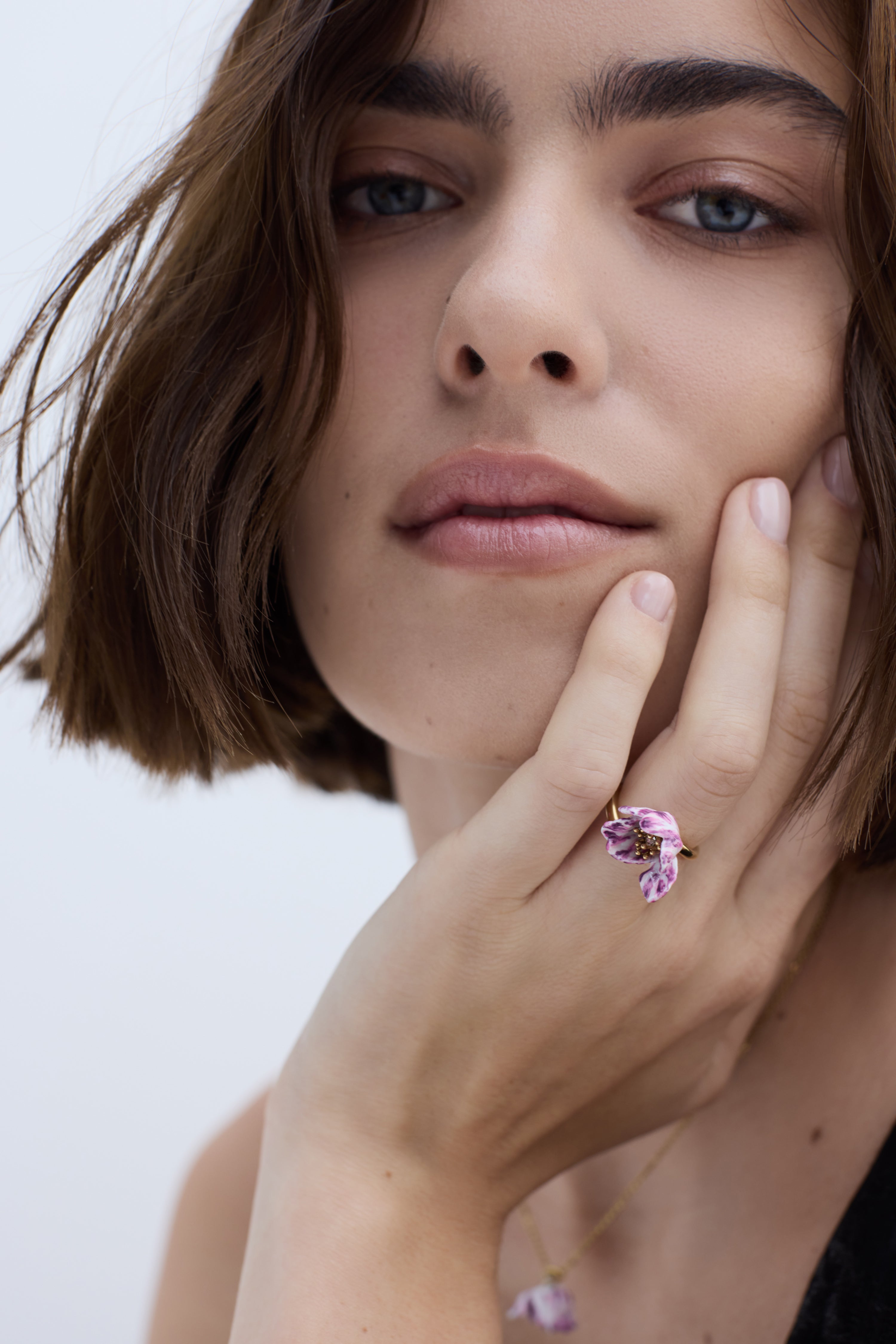 Bague ajustable tulipe violette