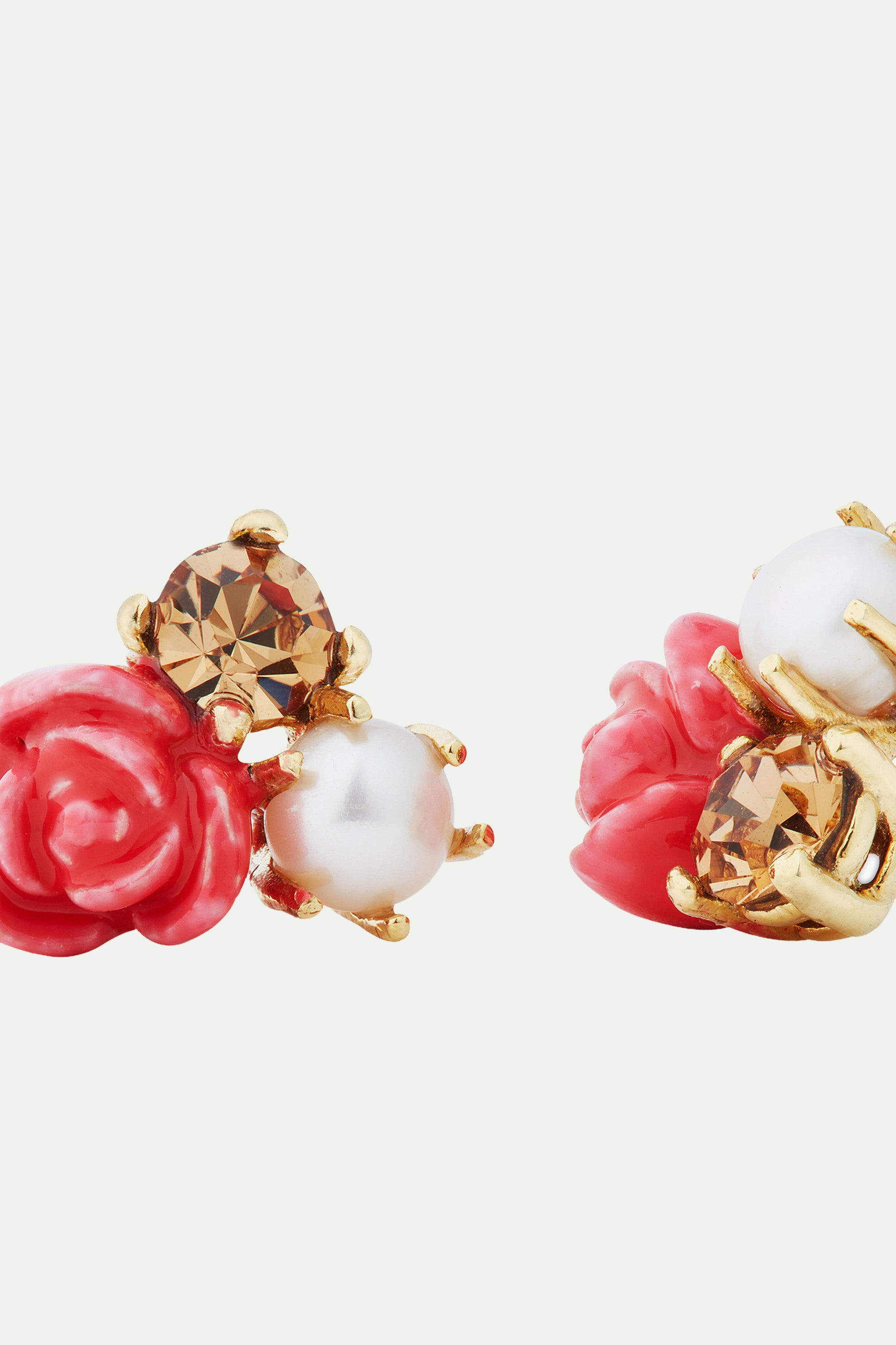 Boucles d'oreilles rose, perle de culture et pierre