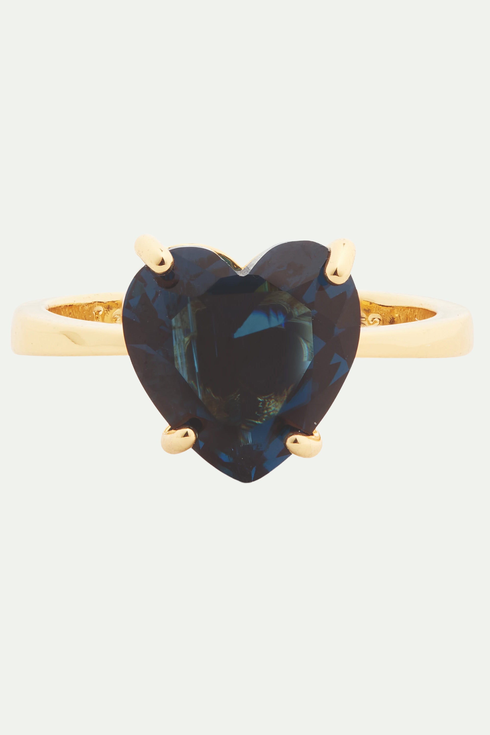 Ocean blue diamantine heart-shaped solitaire ring