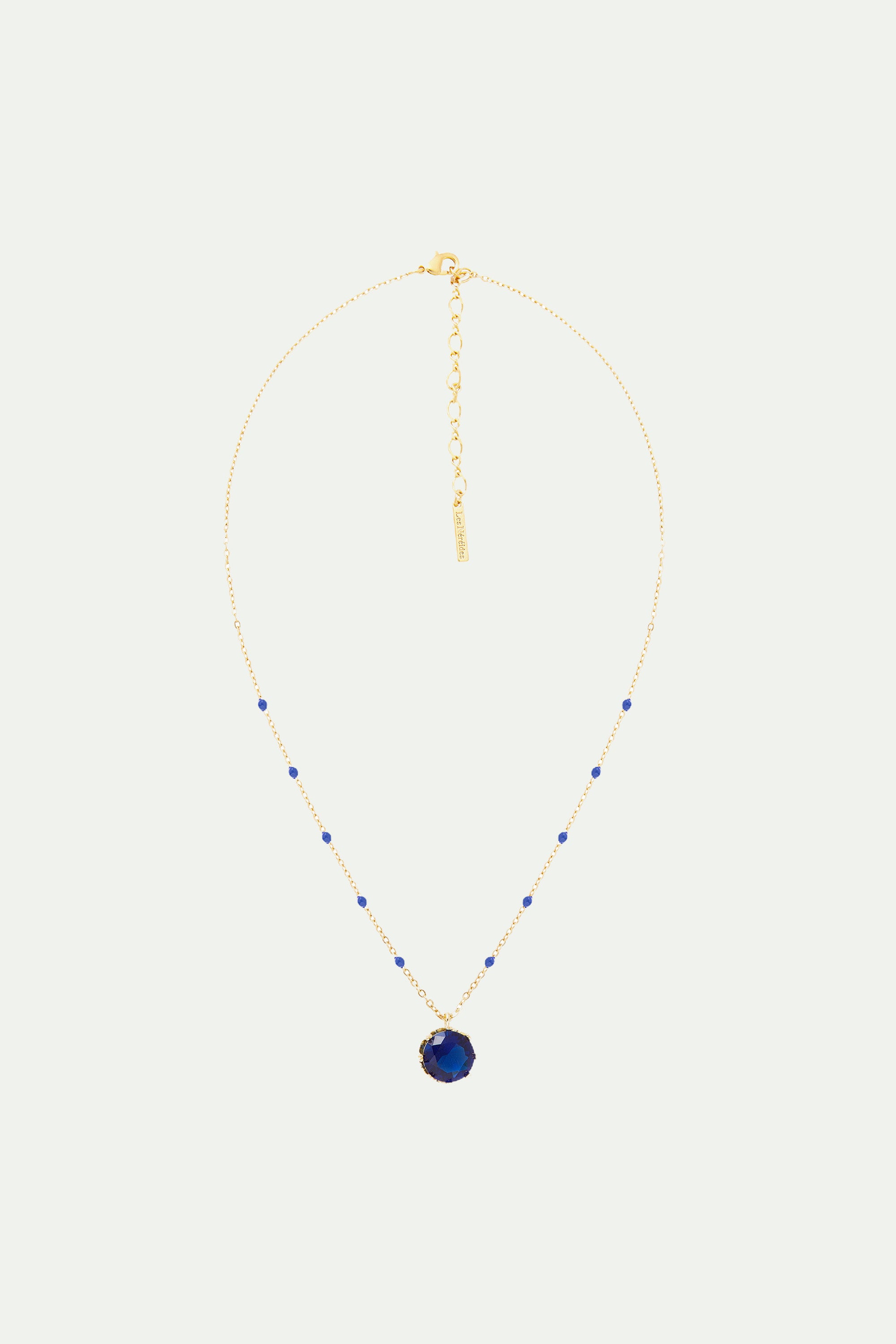 Blue round stone pendant necklace