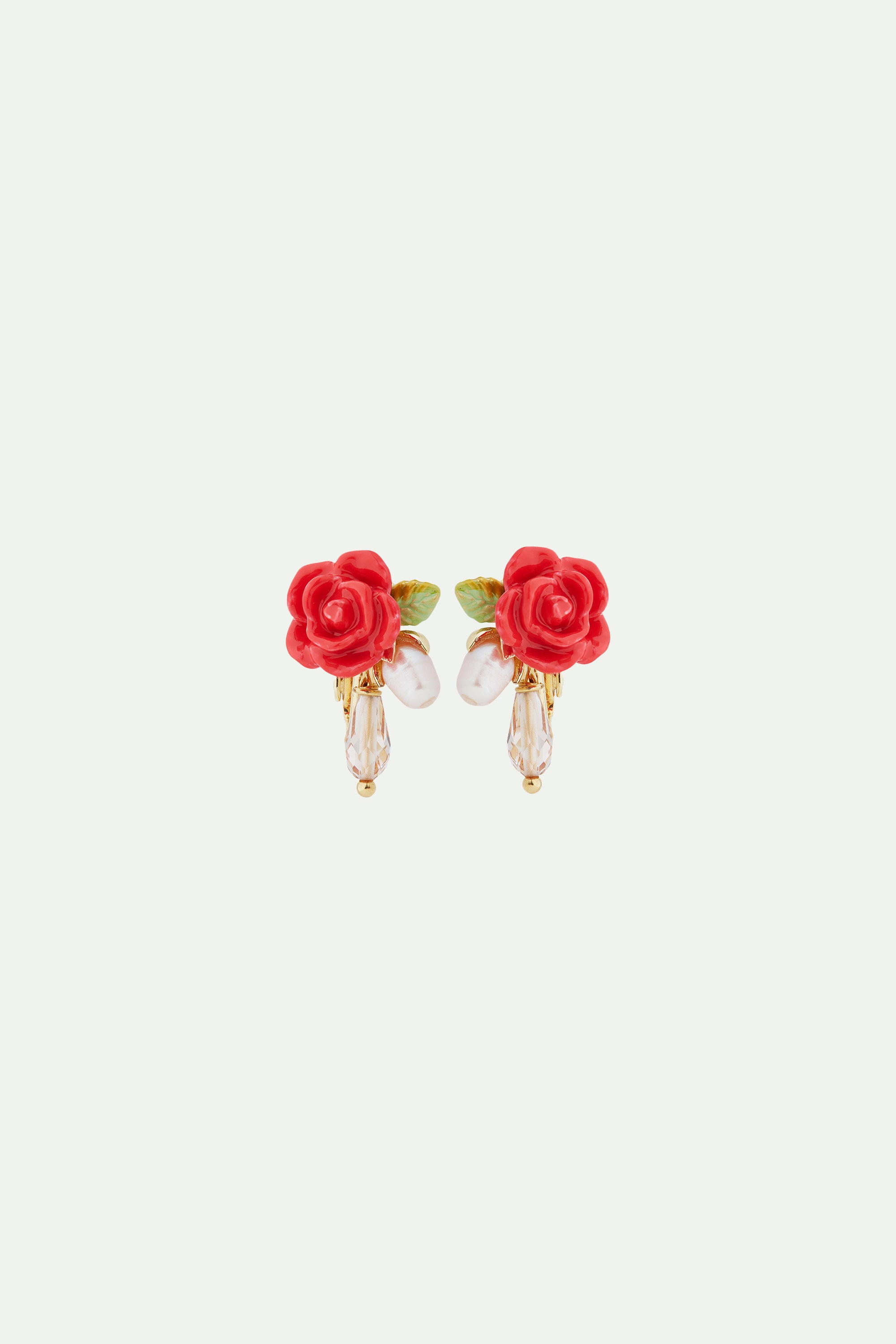 Boucles d'oreilles rose, perle de culture et goutte de verre