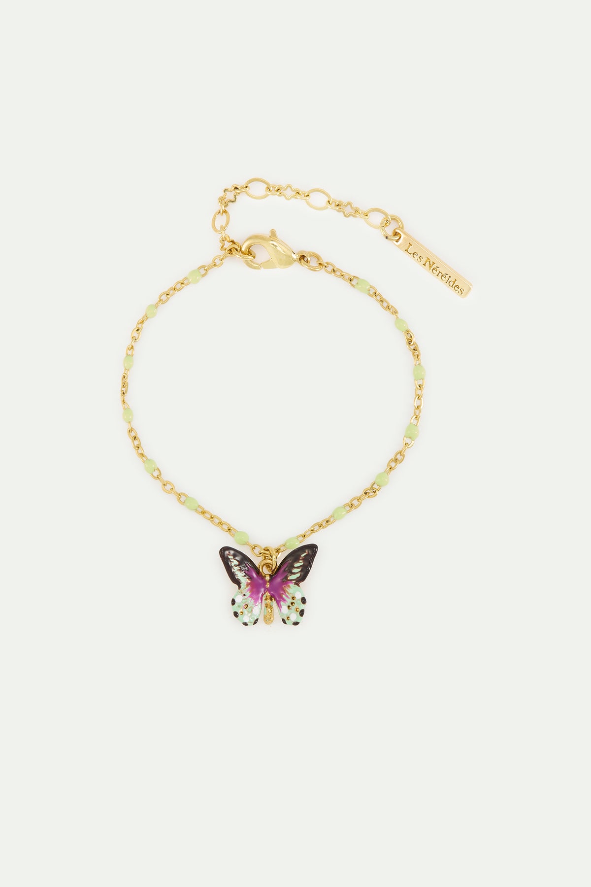 Bracelet fin Papillon vert et violet