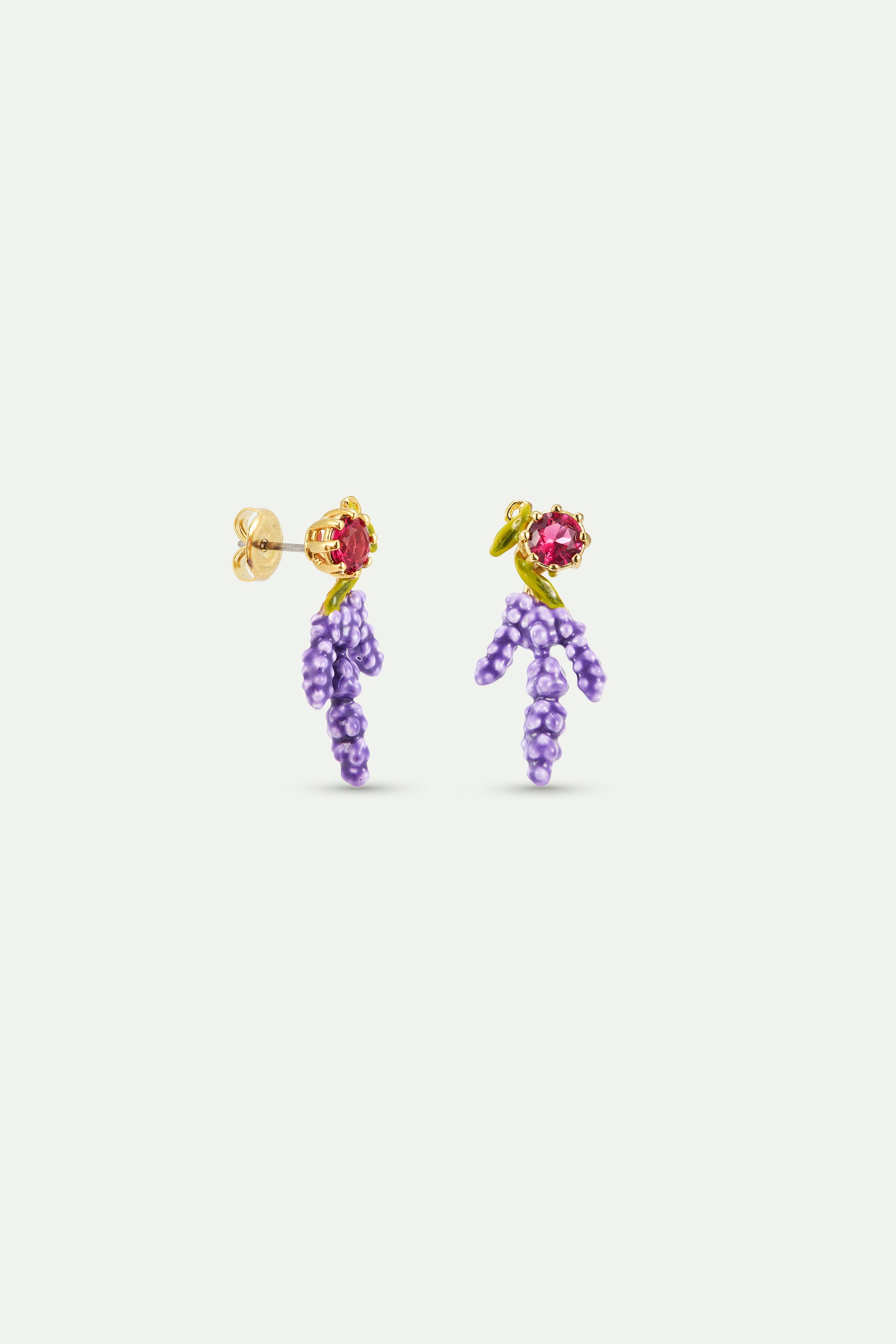 Boucles d'oreilles lavande et pierre rose
