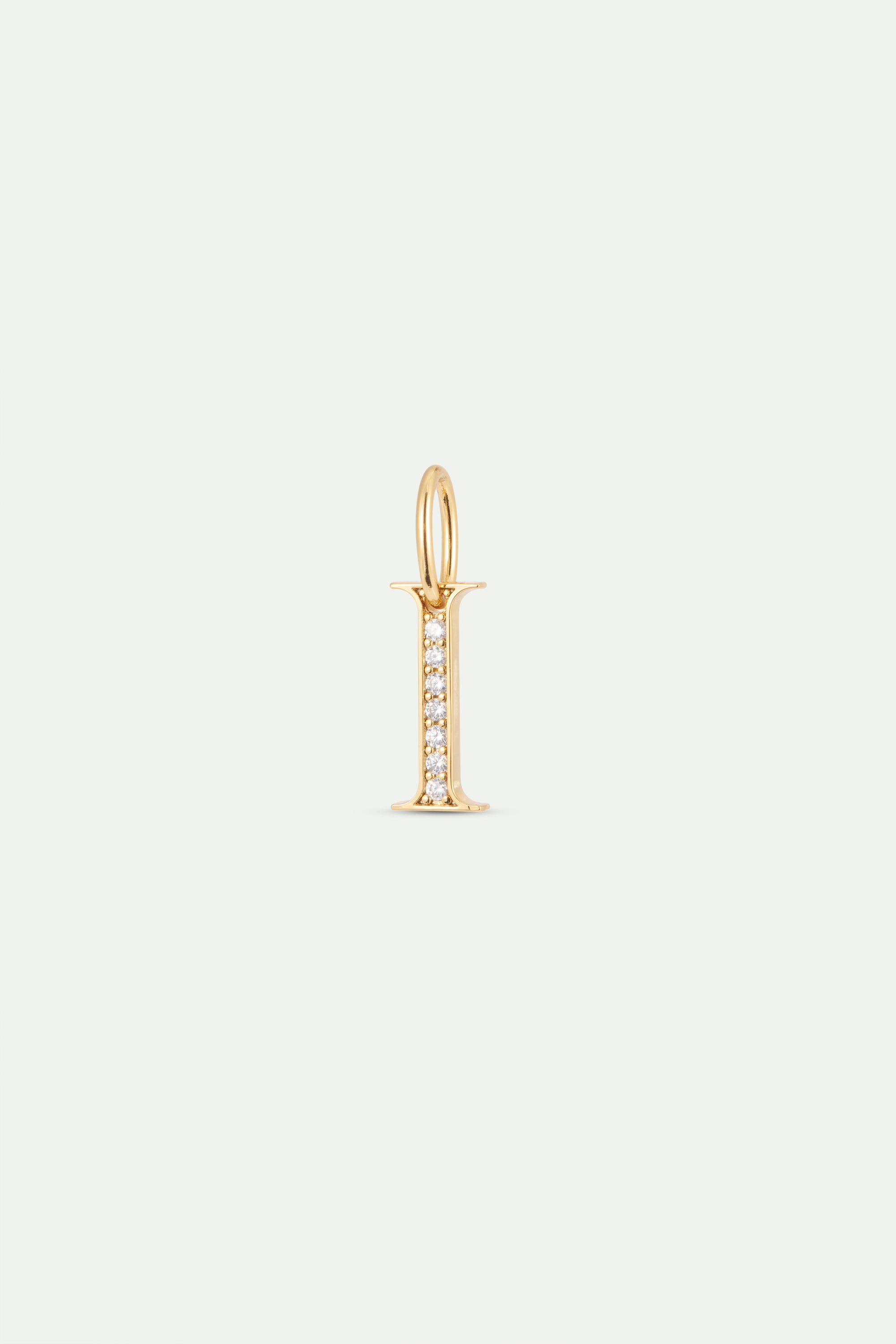Pendentif lettre I dorée et cristaux