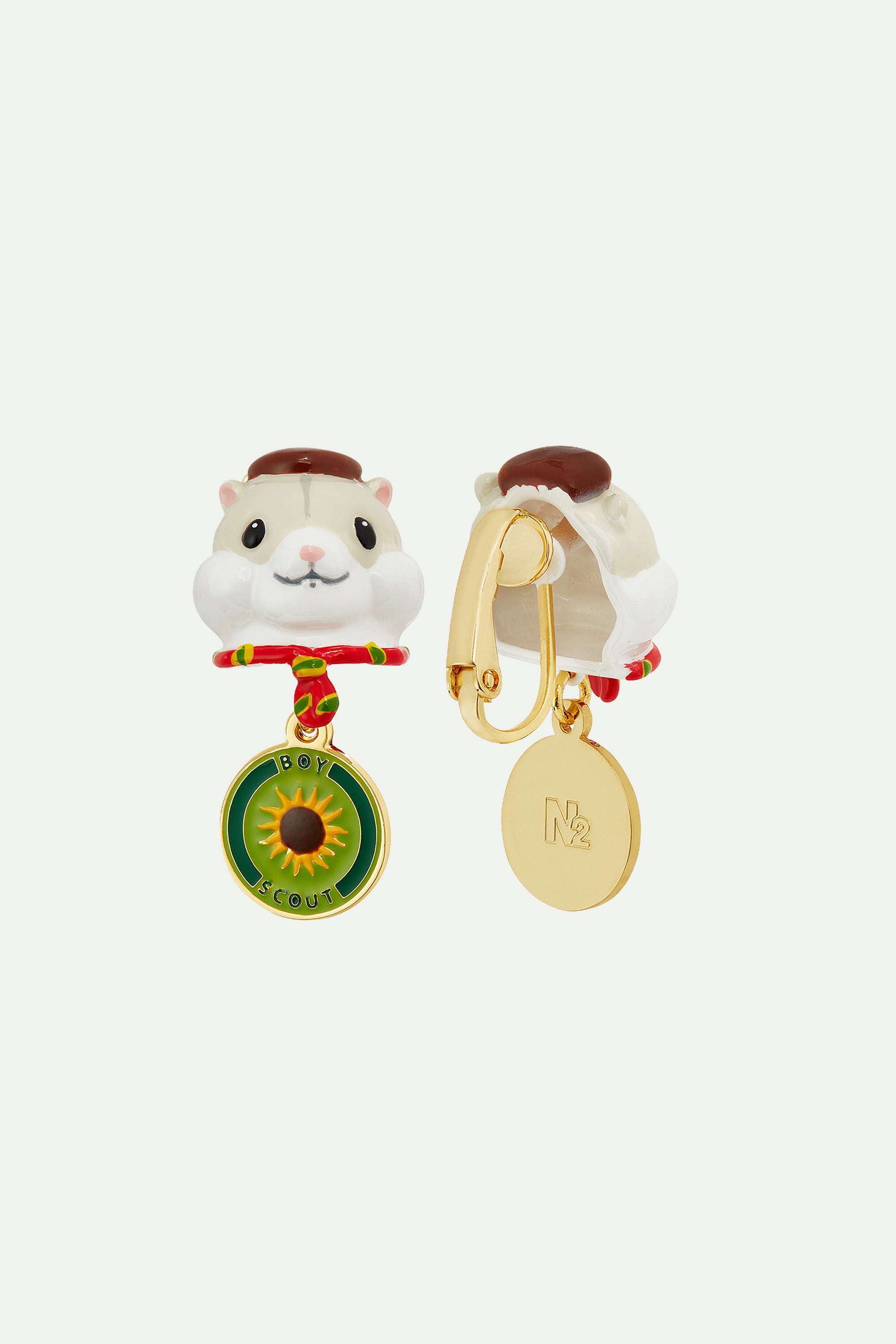 Boucles d'oreilles hamster scout et badge tournesol