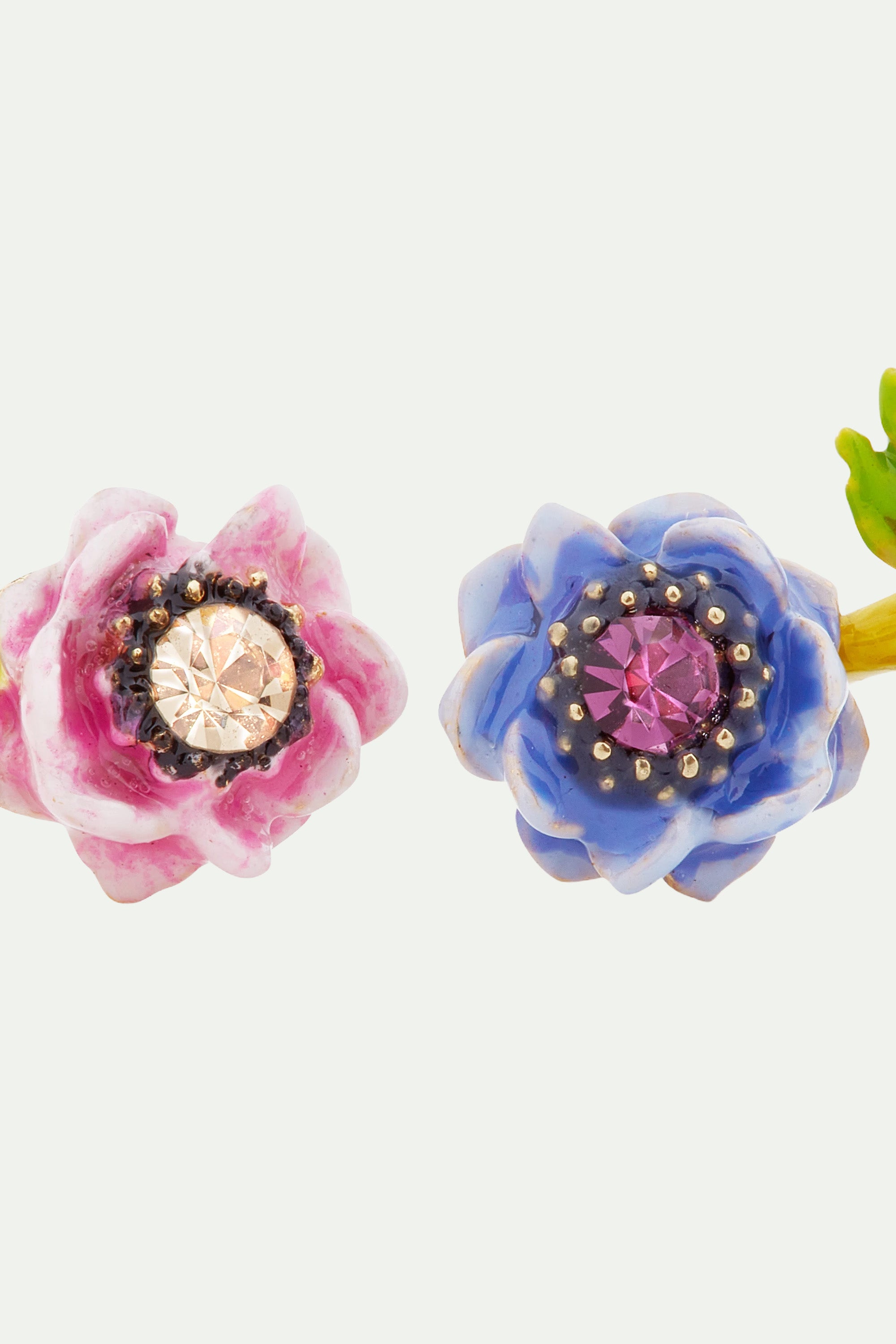 Blue and pink anemone post earrings
