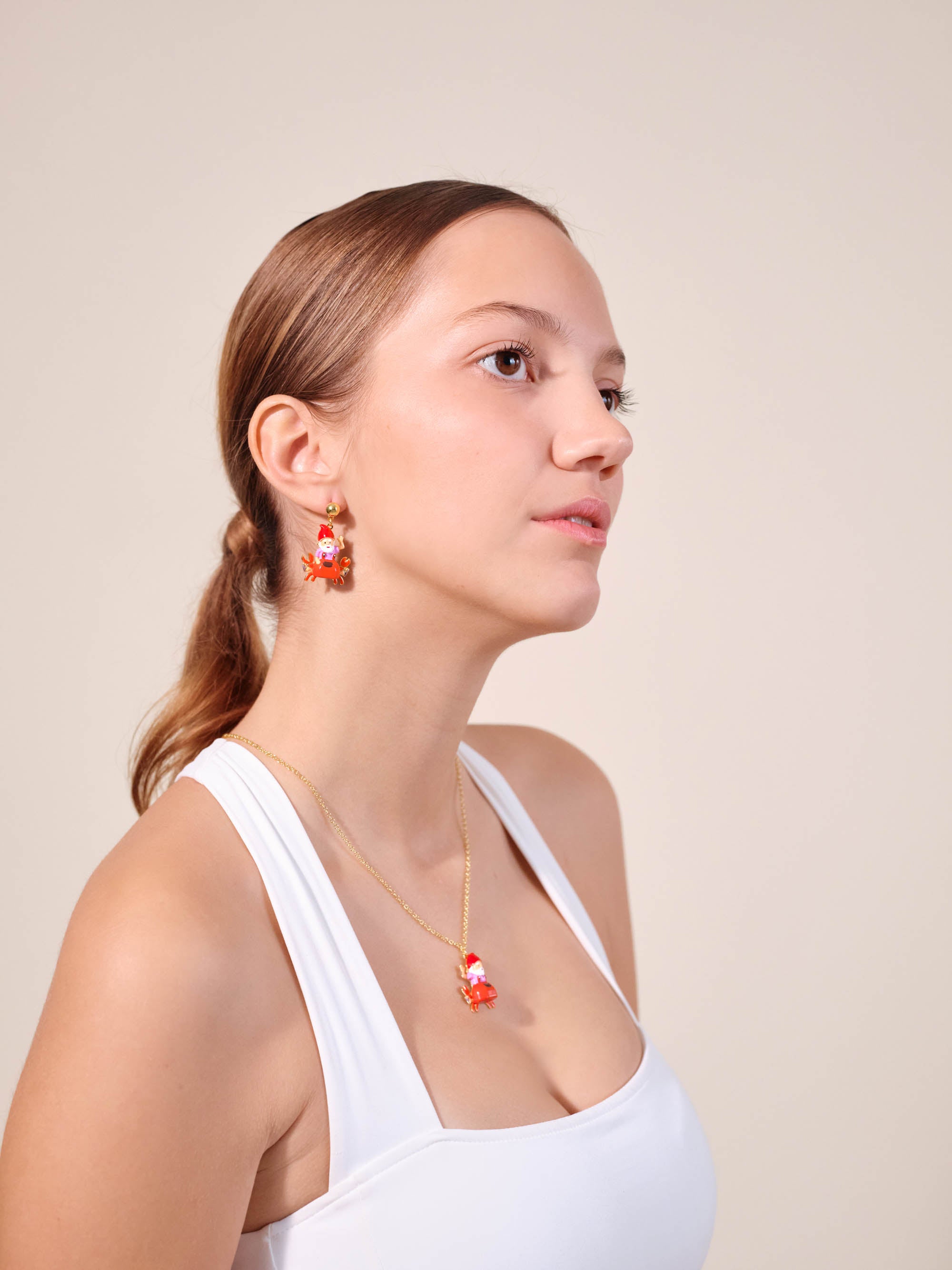 Garden gnome and red crab post earrings