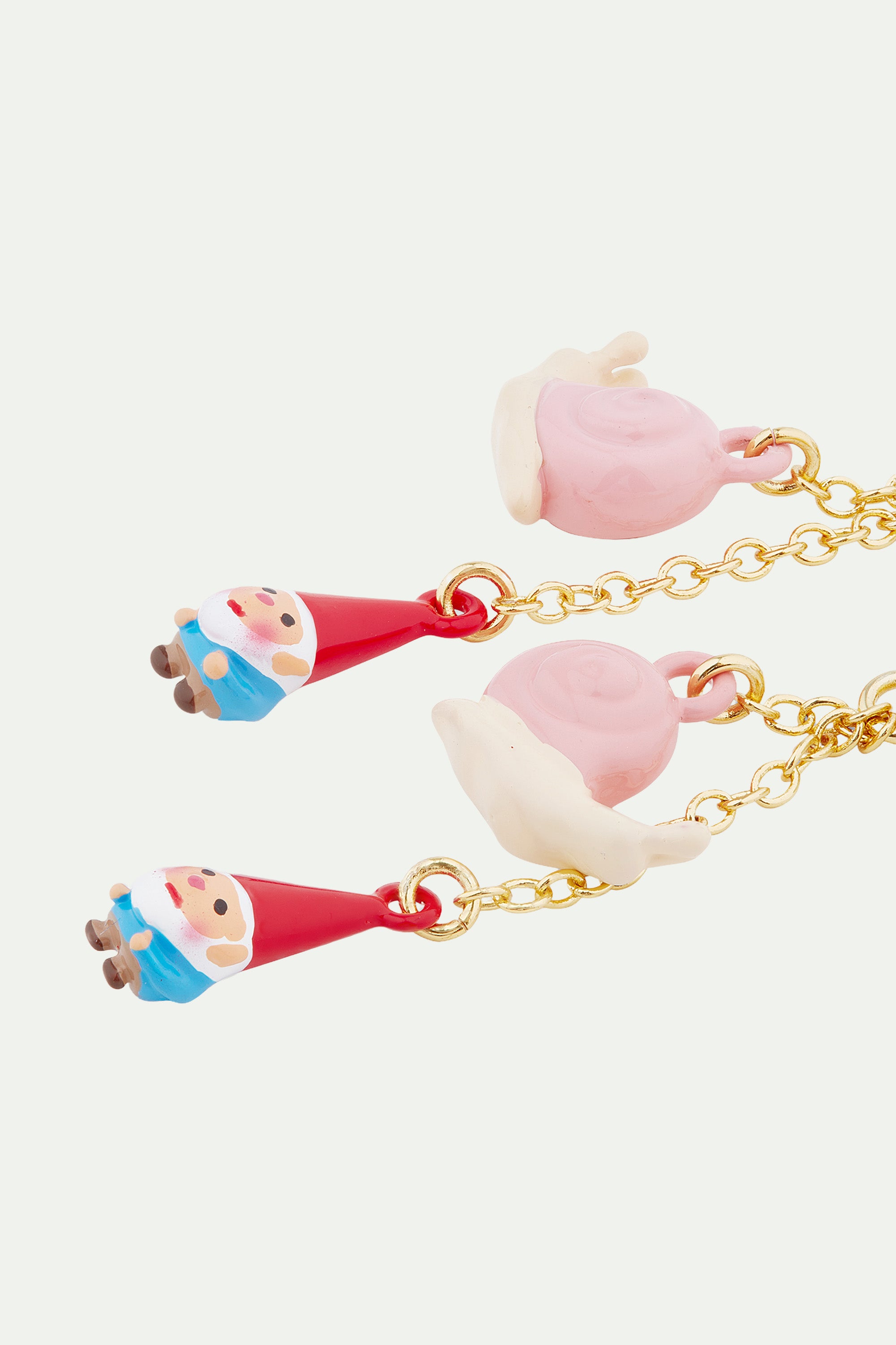 Garden gnome and snail clip-on earrings