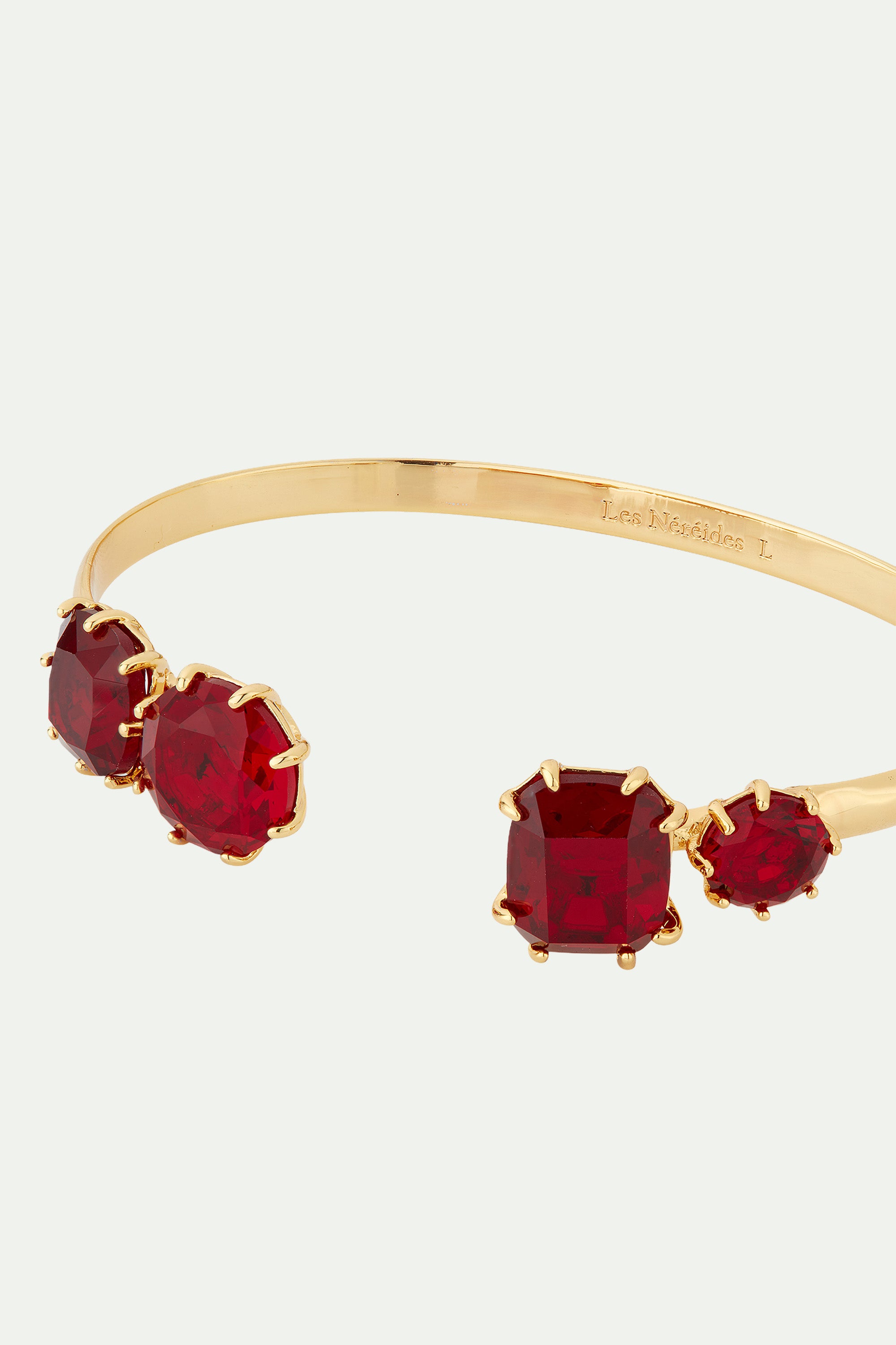 Garnet red diamantine 4 stone bangle bracelet
