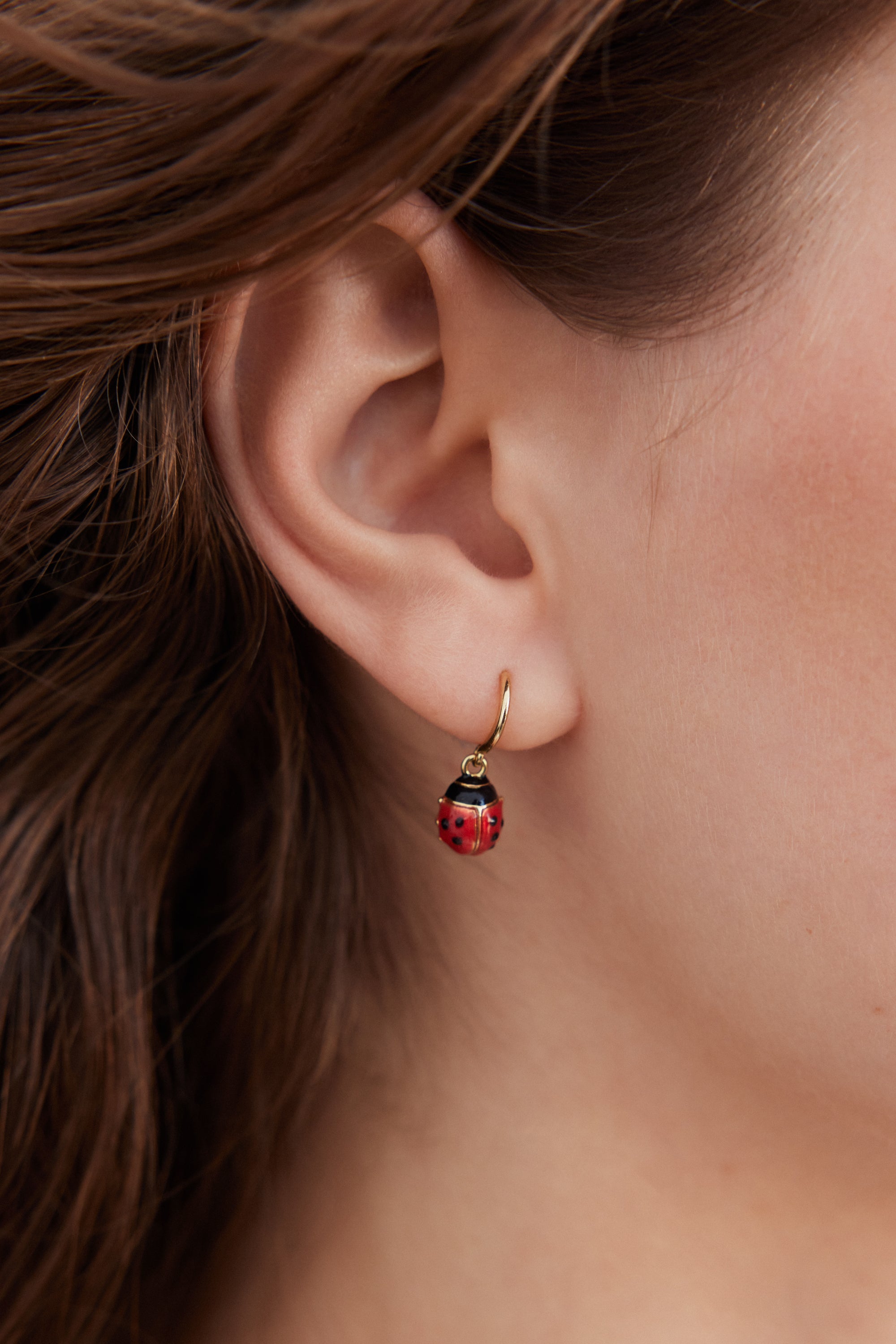 Boucles d'oreilles hook Coccinelle rouge et noire