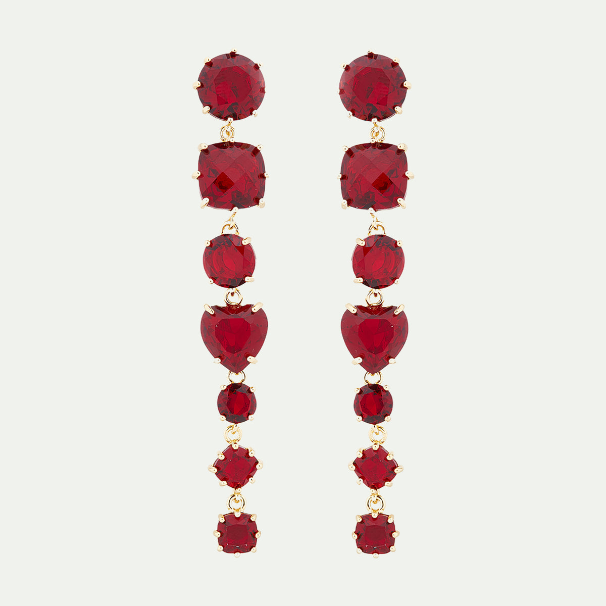 Garnet red diamantine 7 stone post earrings
