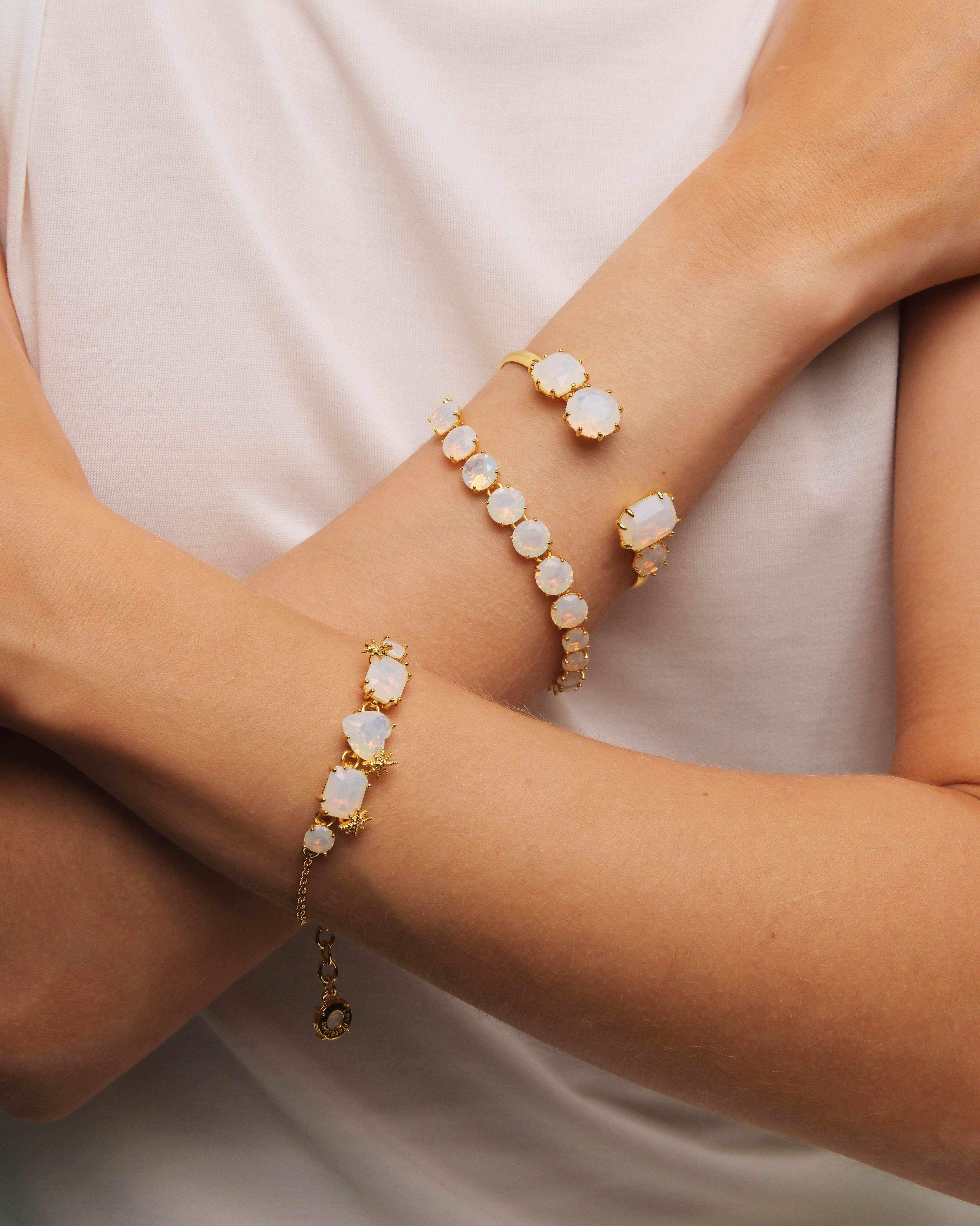 Bracelet luxe rang de pierres La Diamantine blanc opalescent