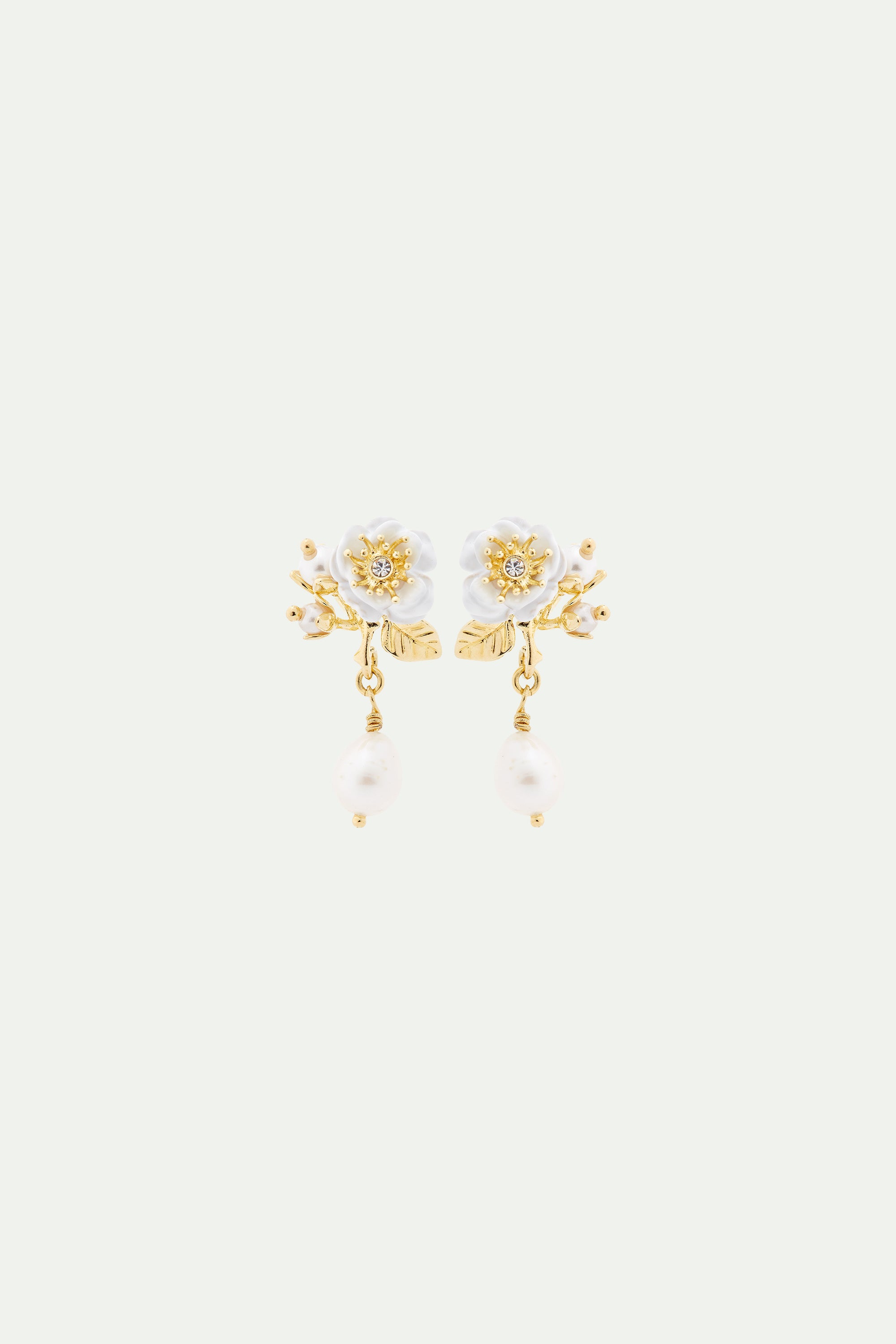 Boucles d'oreilles rose blanche et perles