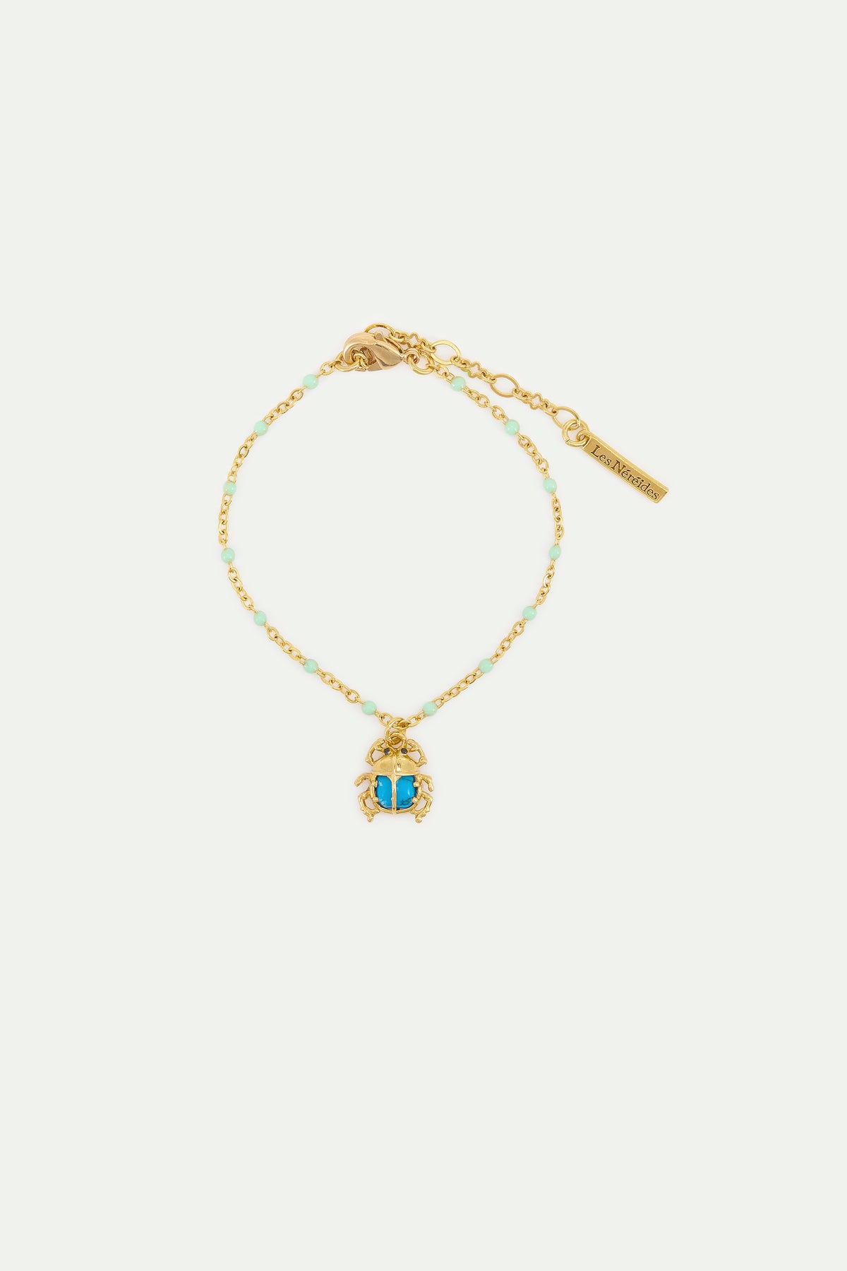Bracelet fin Scarabée turquoise et doré