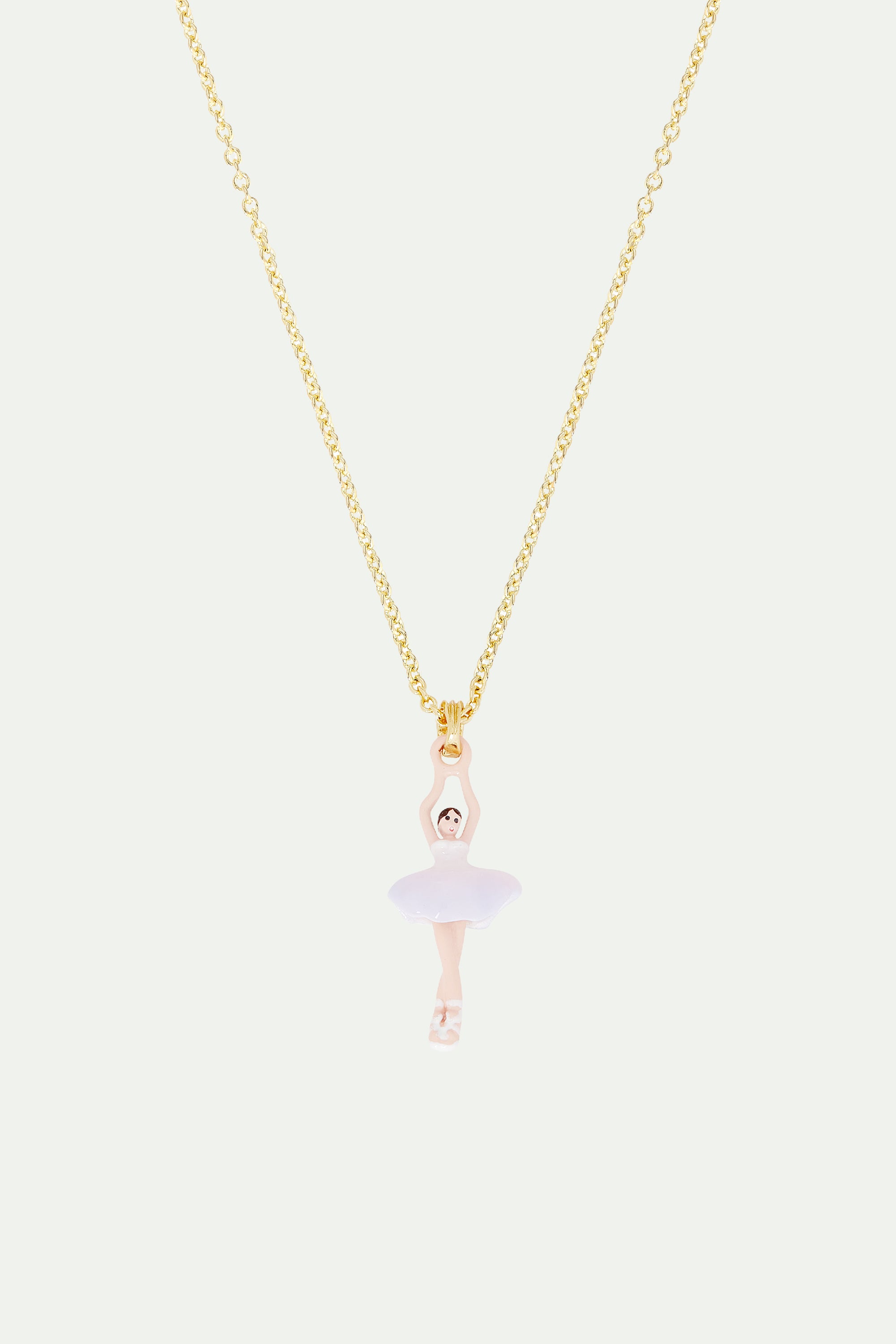 Collier pendentif mini ballerine lilas et blanc