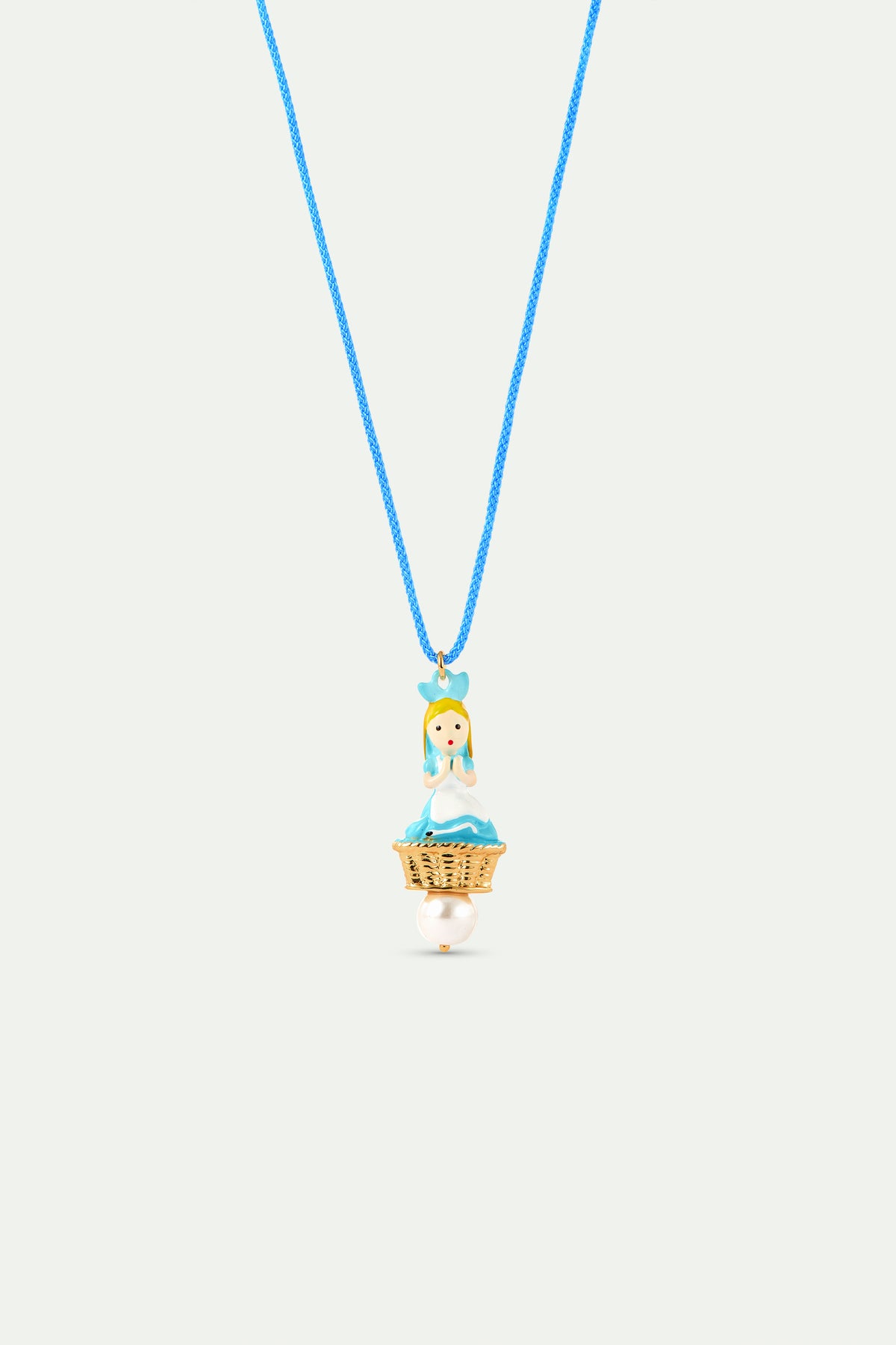 Collier pendentif bleu Alice et perle fantaisie