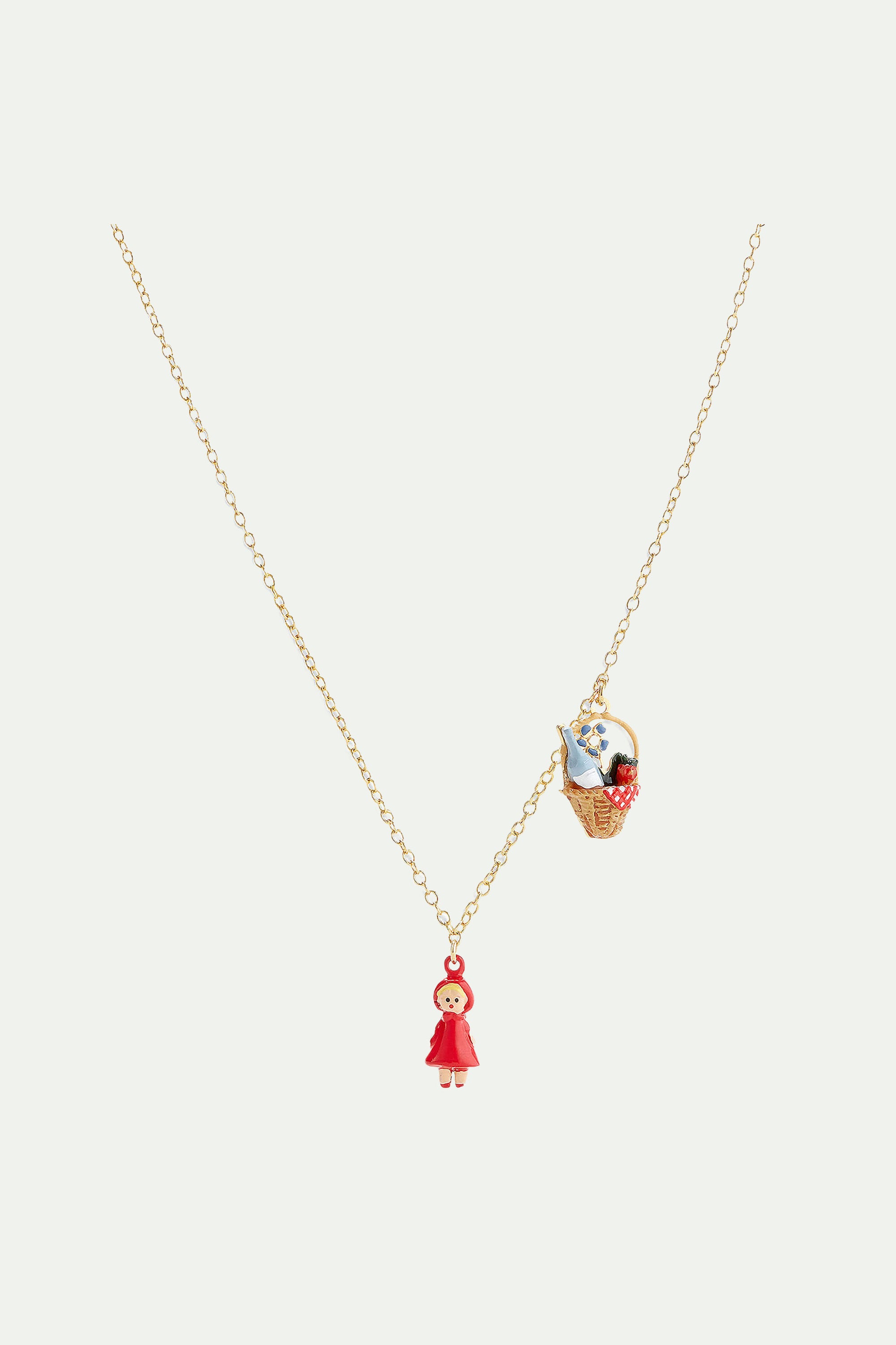 Basket and Little Red Riding Hood pendant necklace