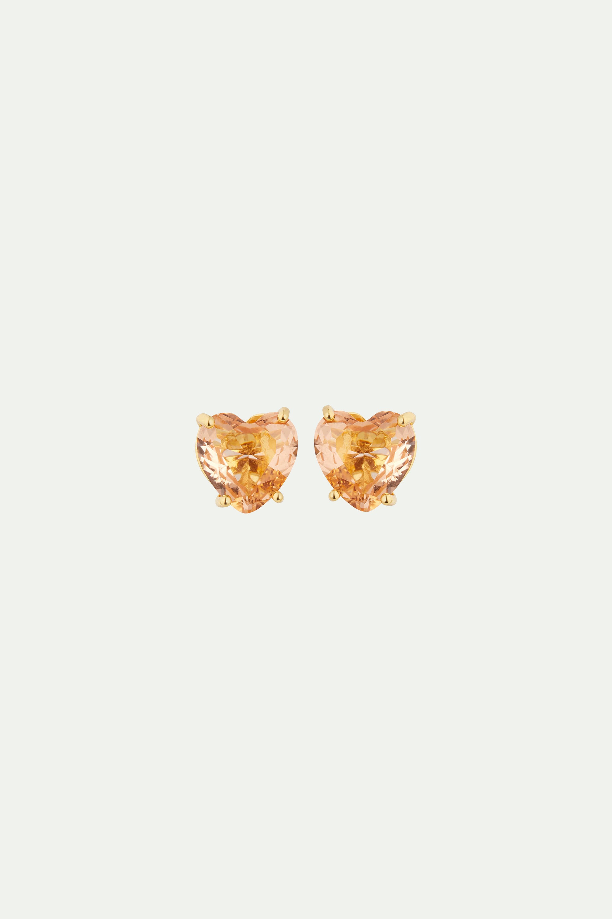 Boucles d'oreilles tiges pierre coeur la diamantine rose abricot