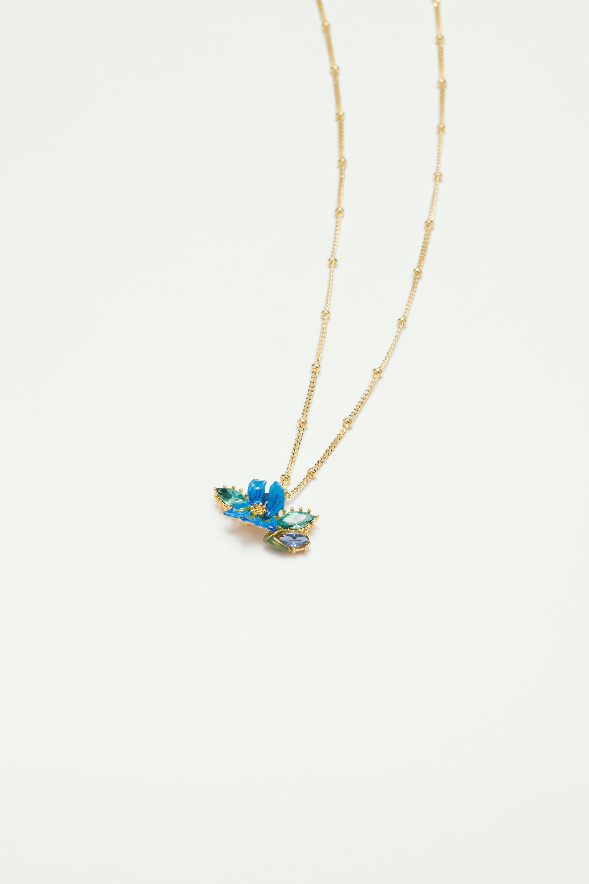 Collier Pendentif Iris de Sibérie et Verre Facetté