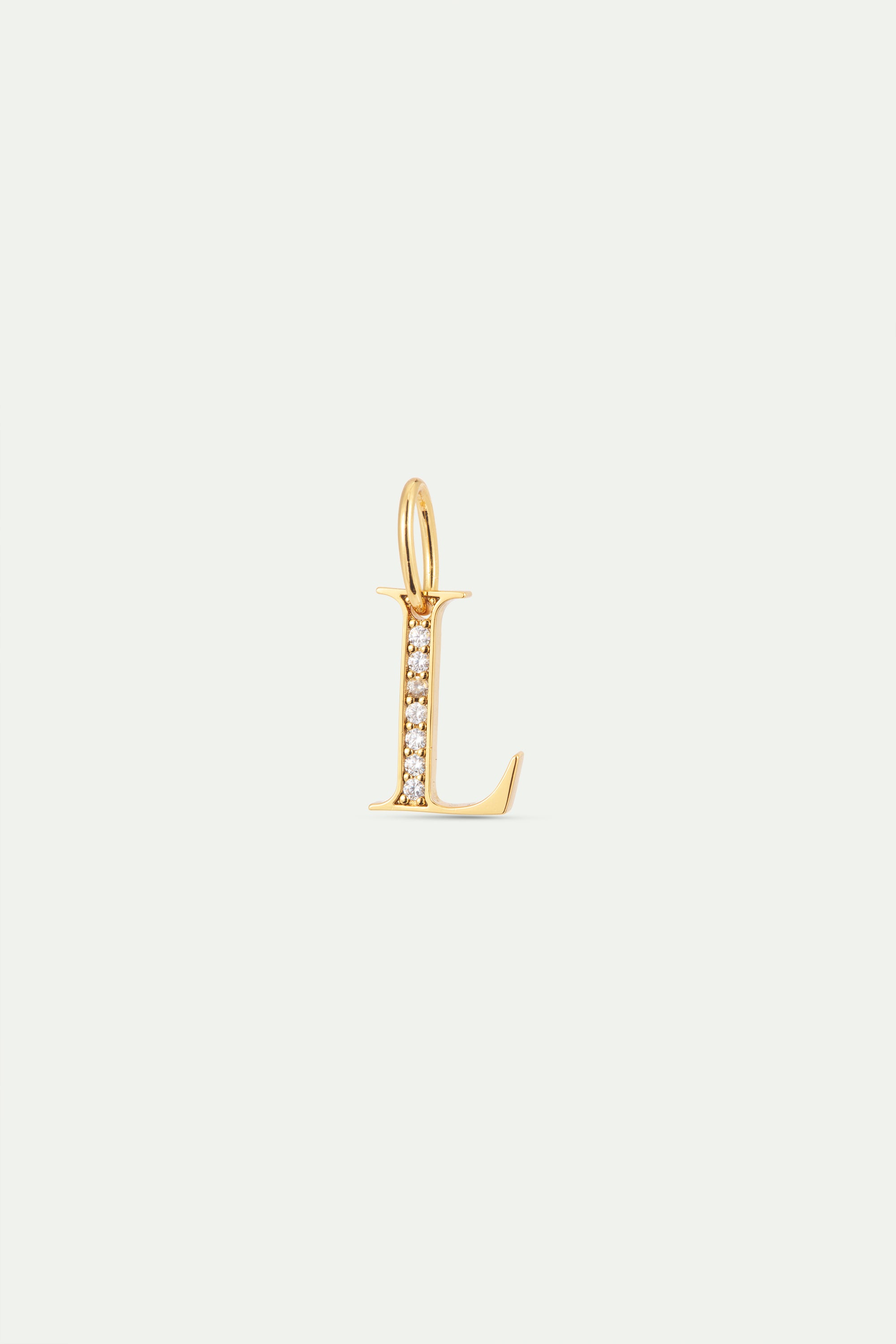 Pendentif lettre L dorée et cristaux