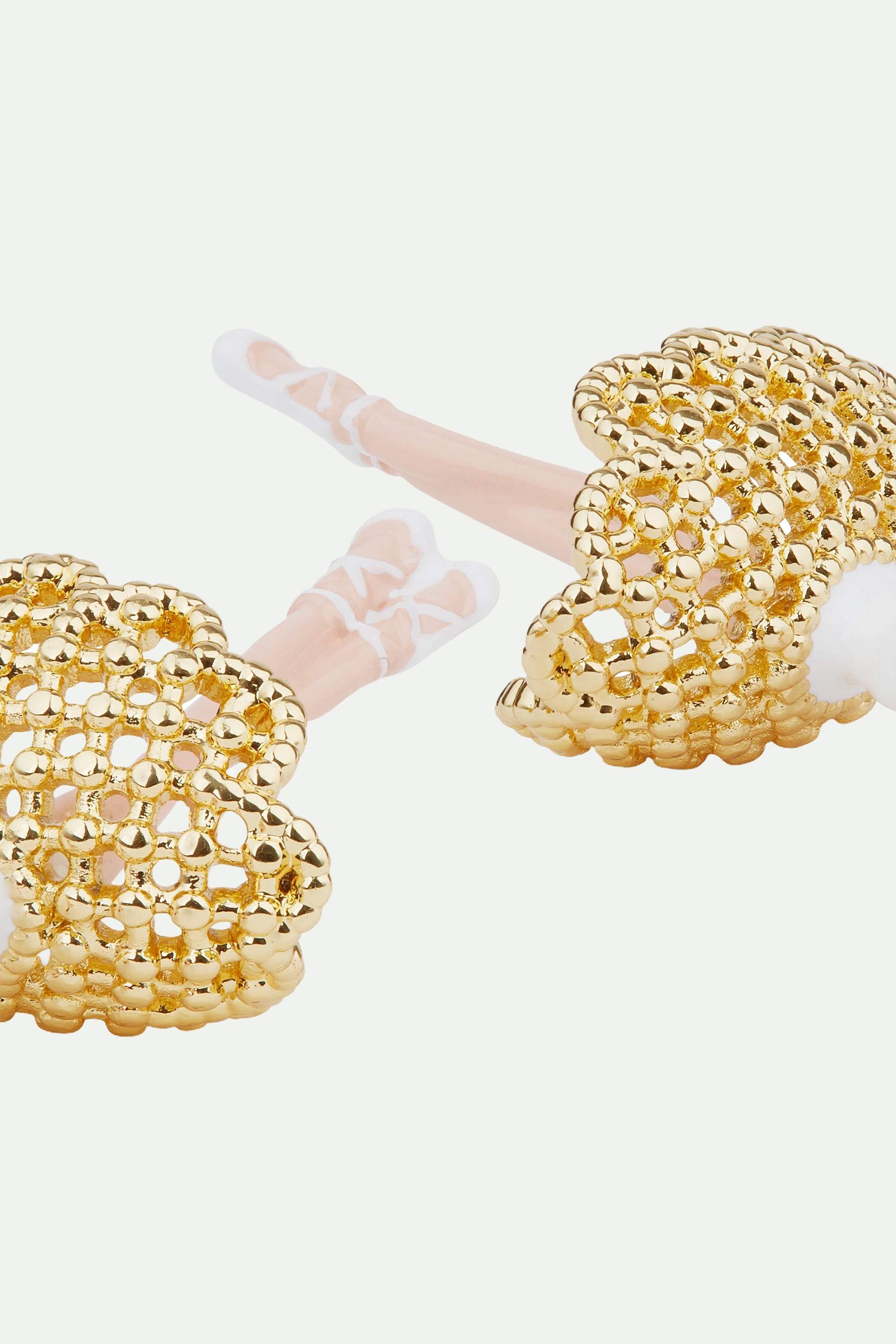Gold lace tutu ballerina post earrings