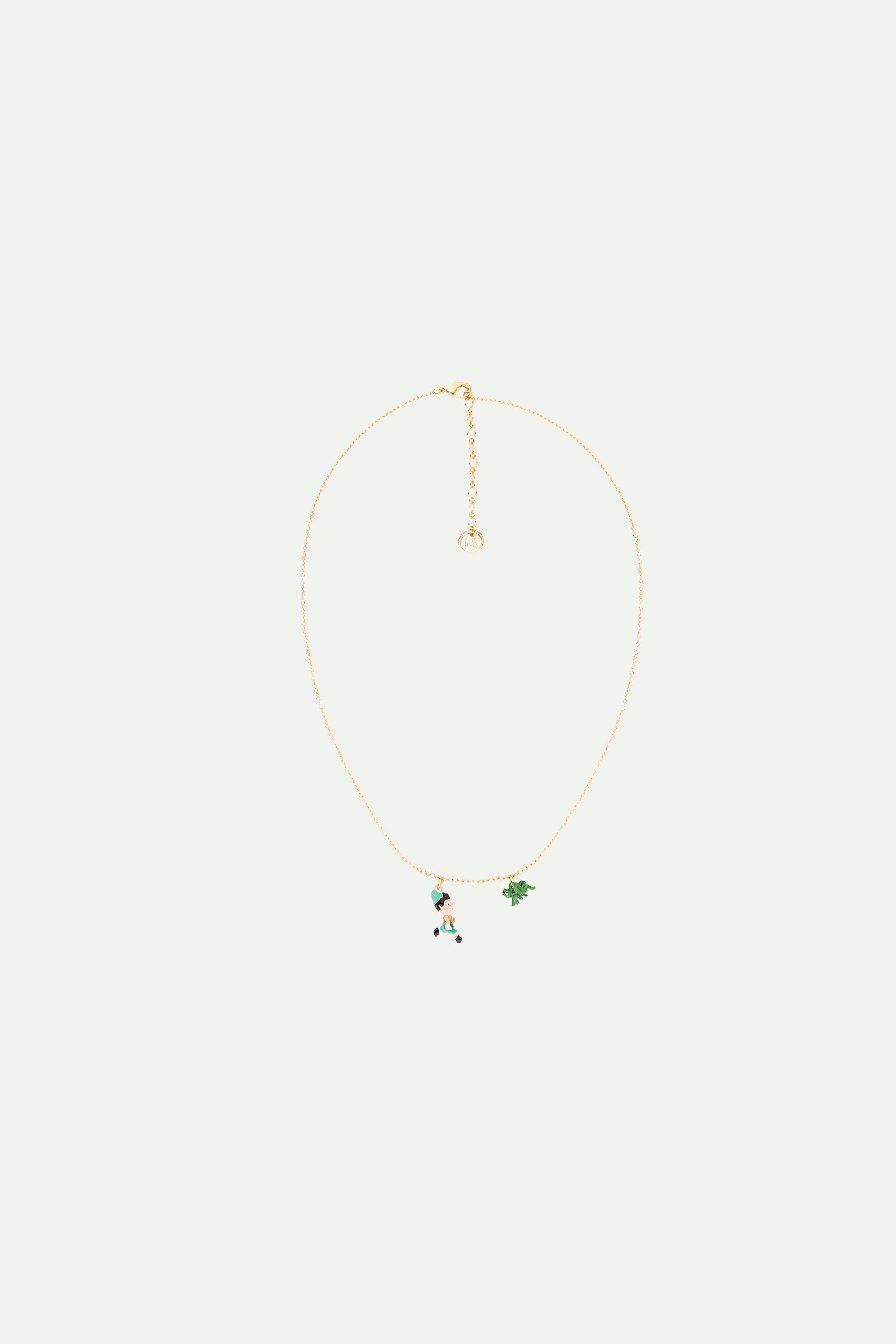 Pinocchio and cricket charm necklace
