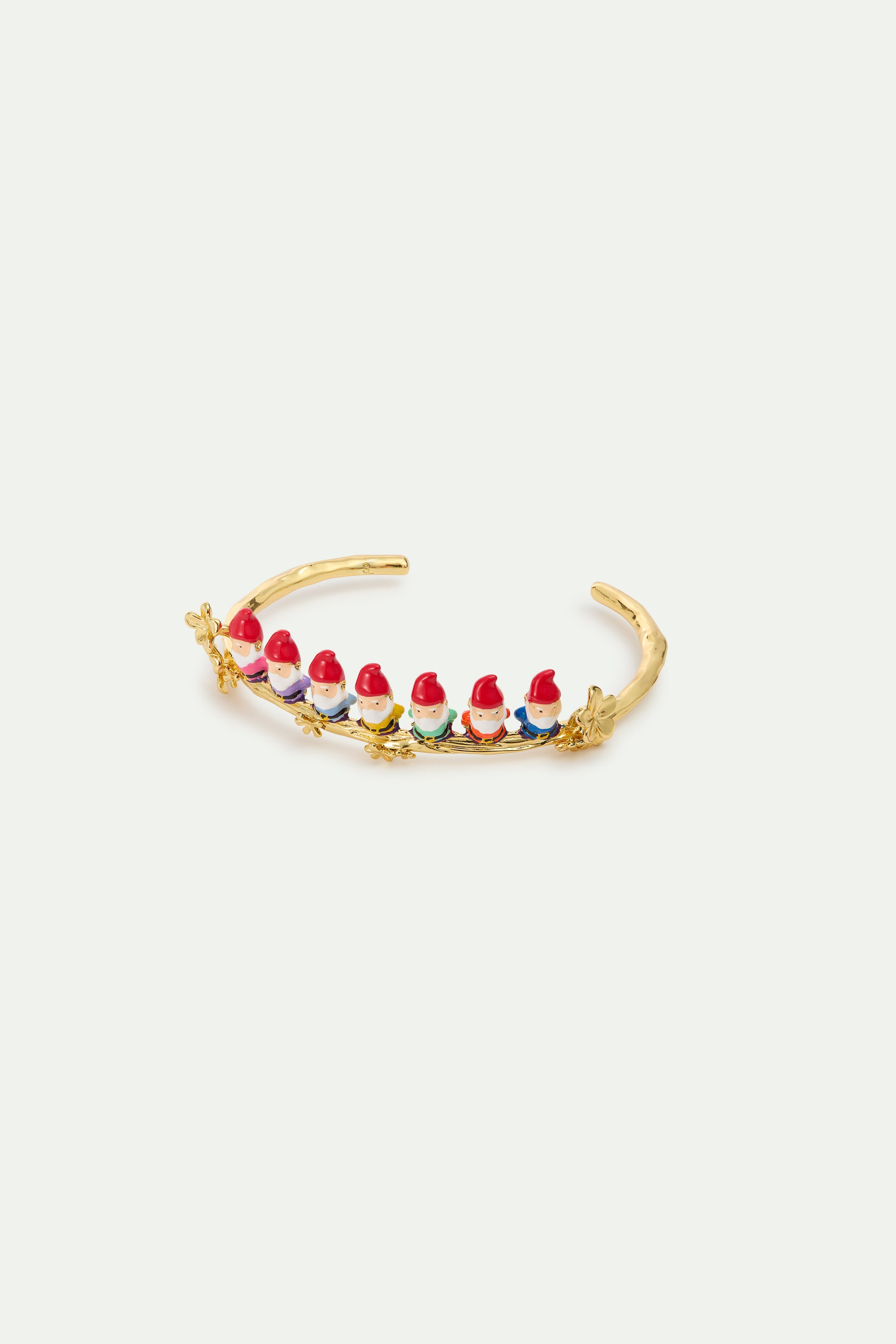 Bracelet jonc les Sept Nains et fleurs dorées