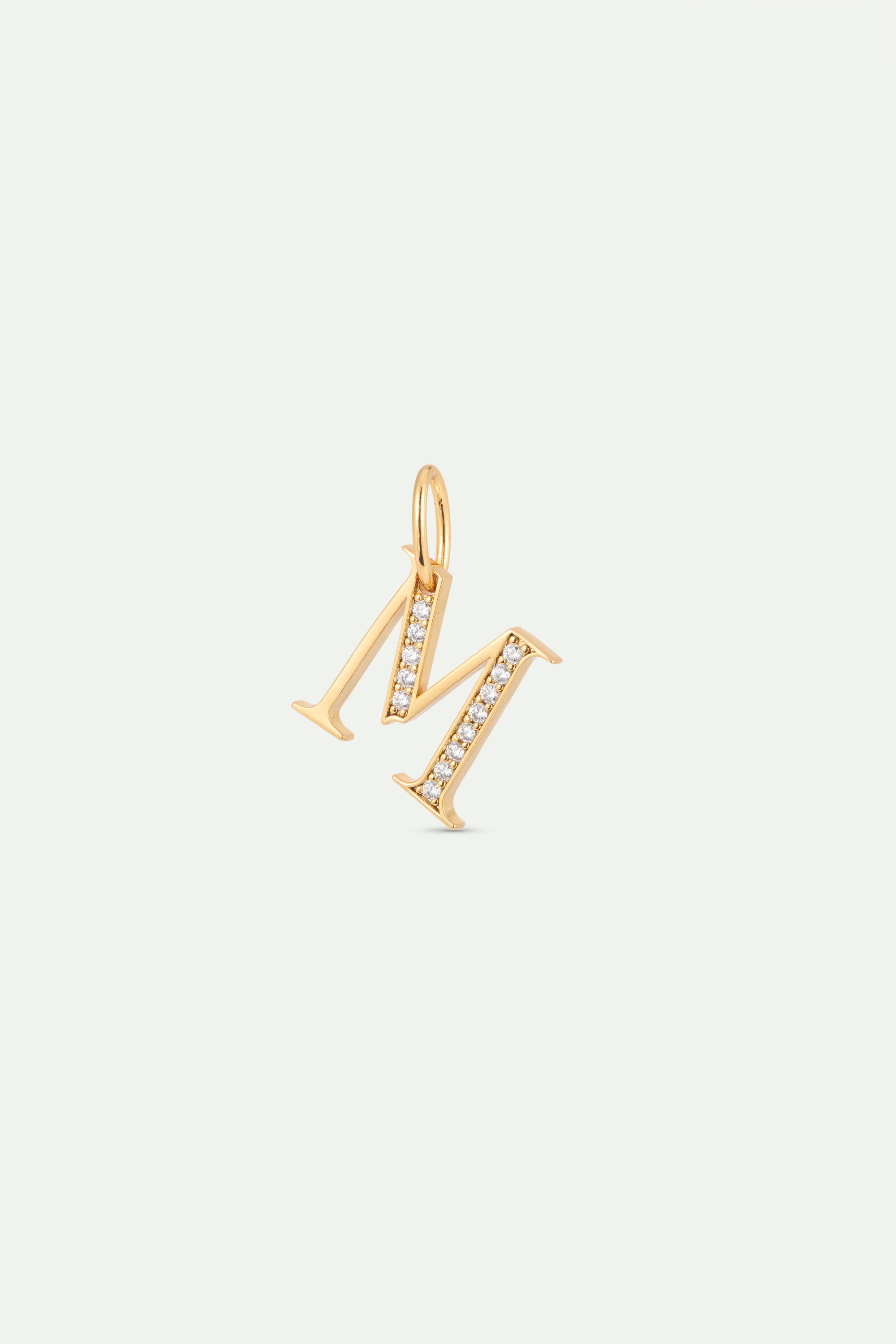 Pendentif lettre M dorée et cristaux