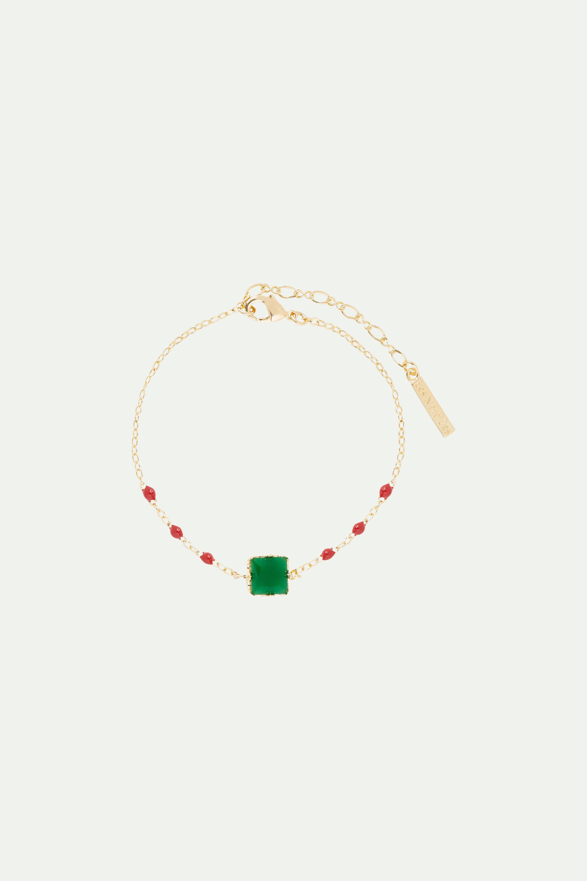 Bracelet fin pierre carrée verte