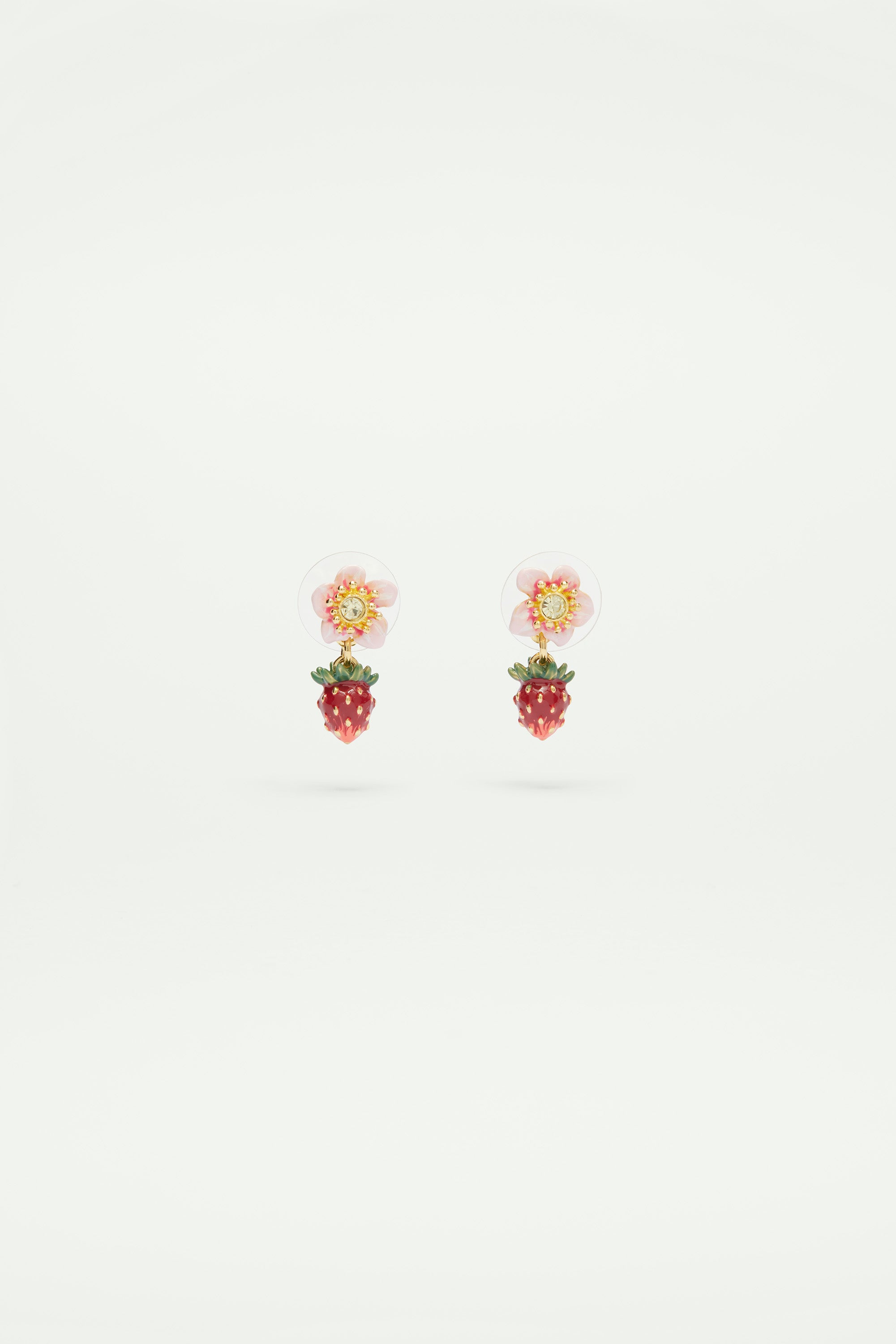 Boucles d’oreilles fraise des bois et fleur de rose