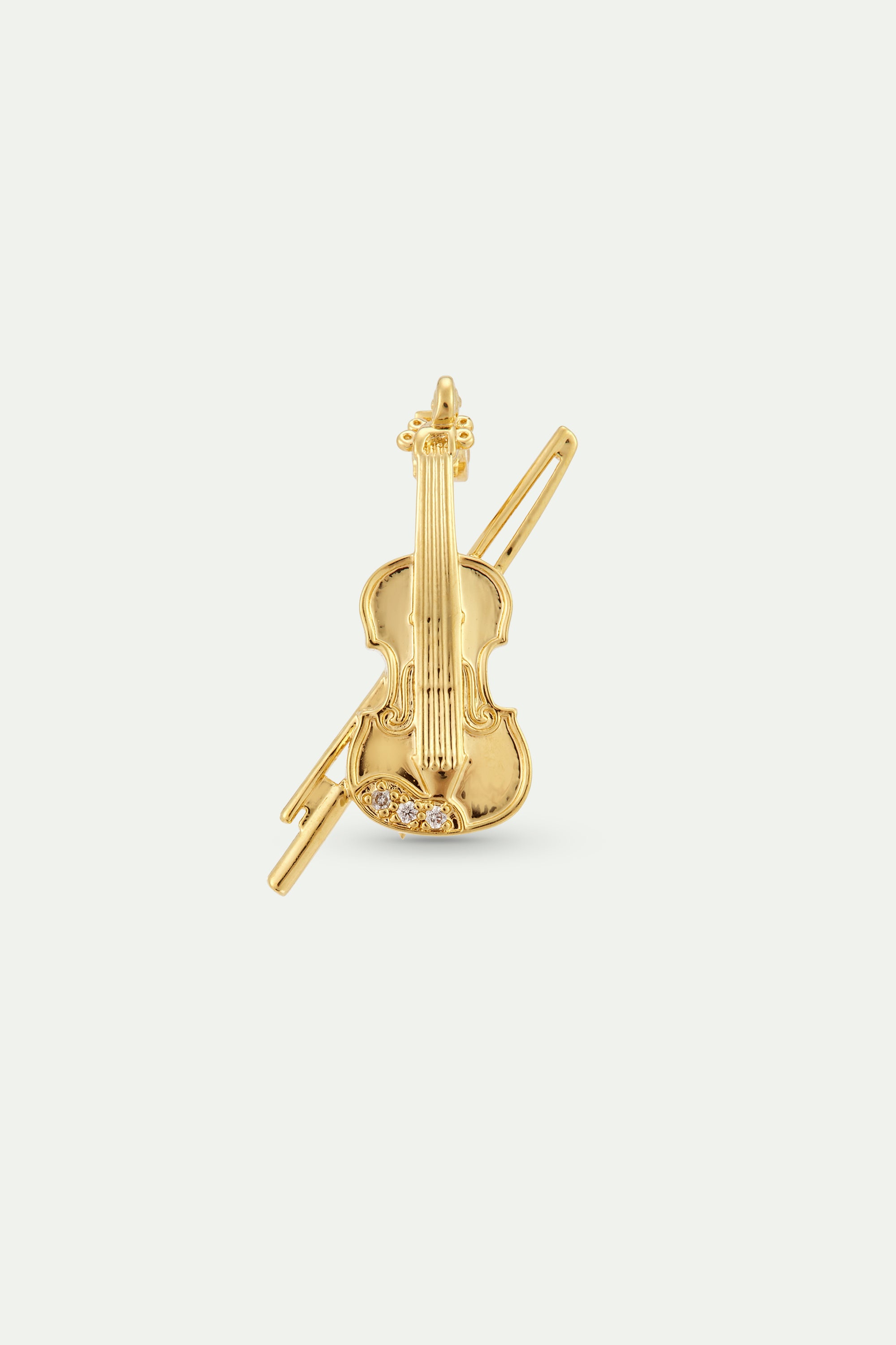 Broche violoncelle doré