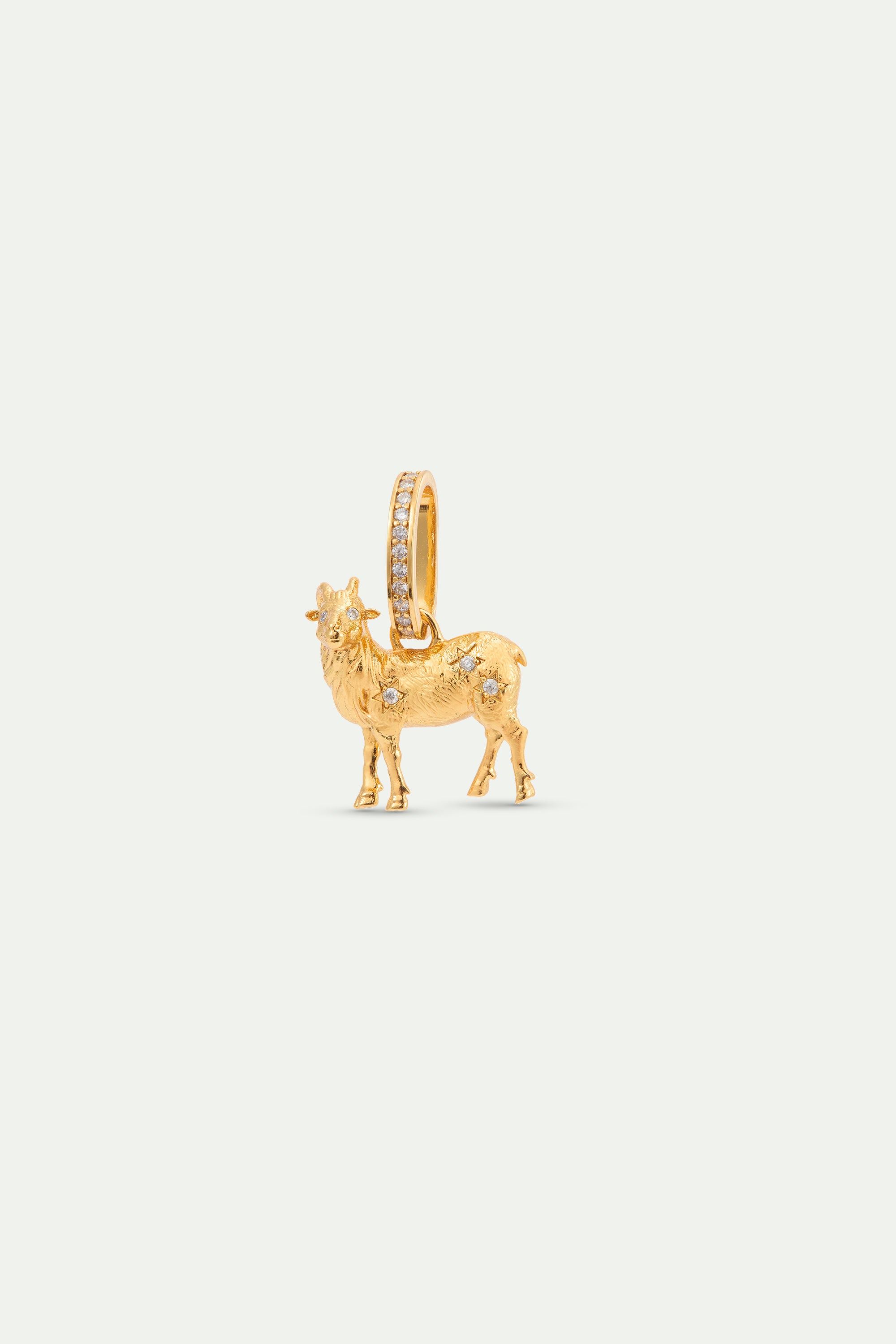 Pendentif Chèvre dorée et cristaux, créativité et Sensibilité