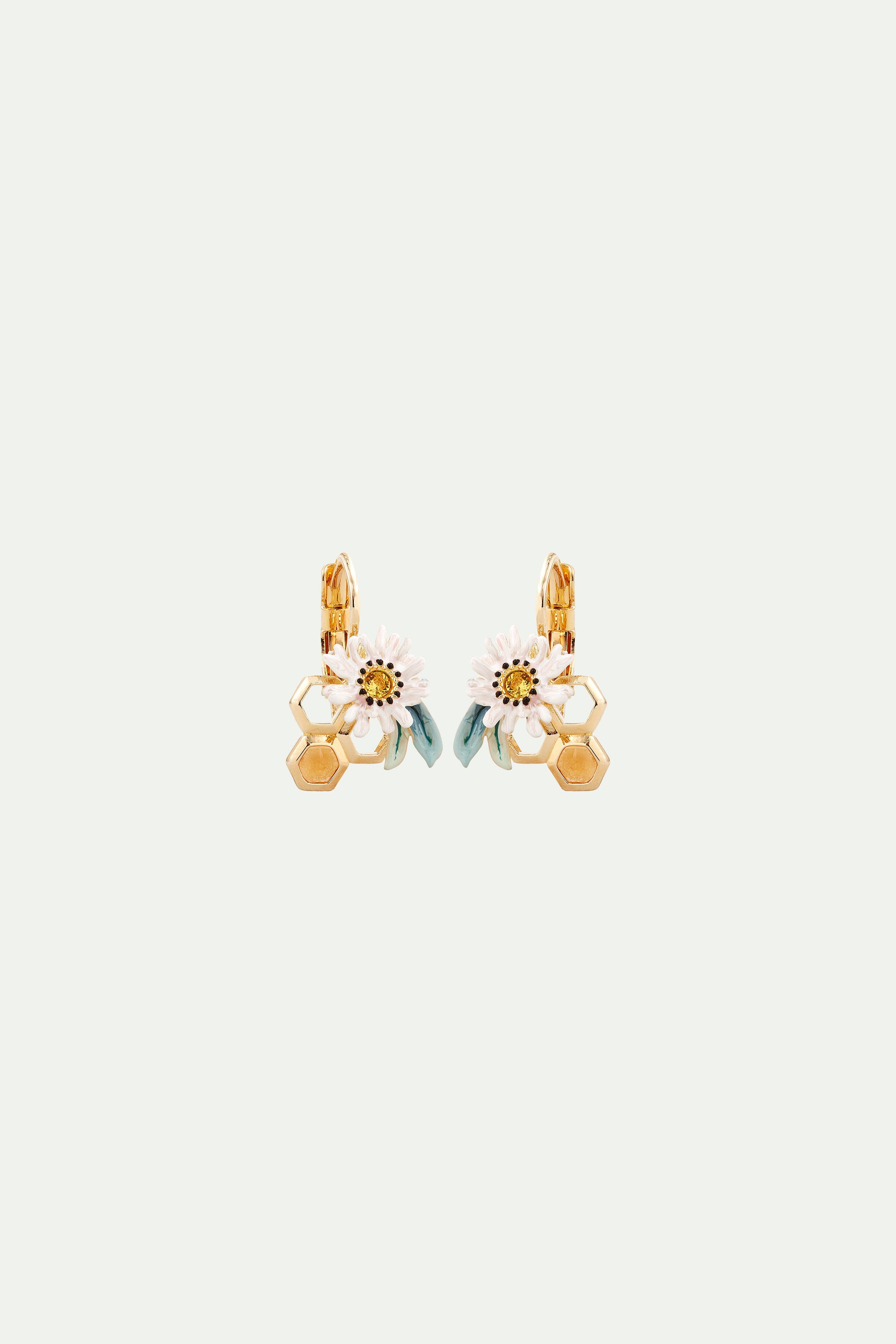 Flowers and honeycombs sleeper earrings
