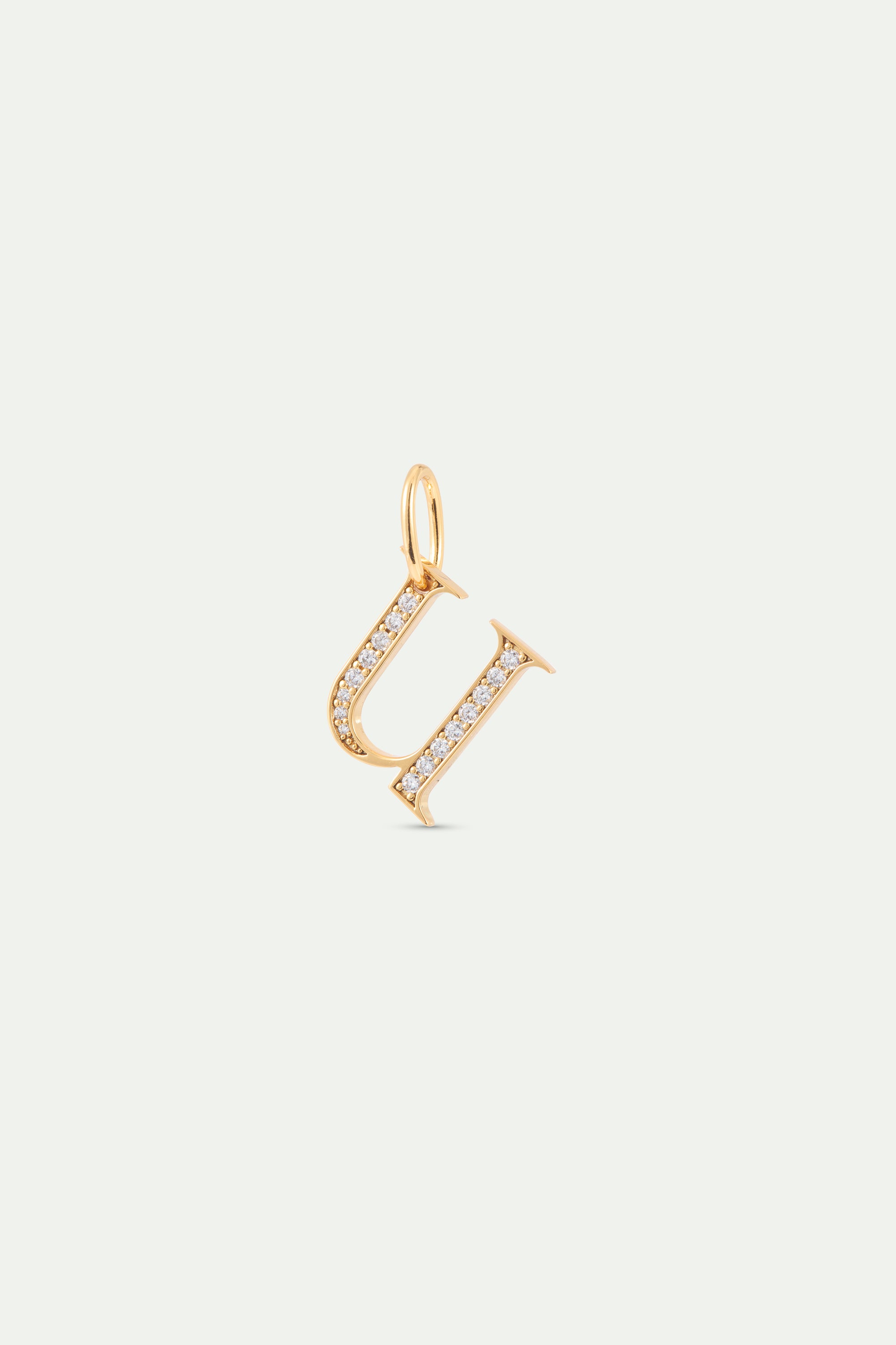Pendentif lettre U dorée et cristaux